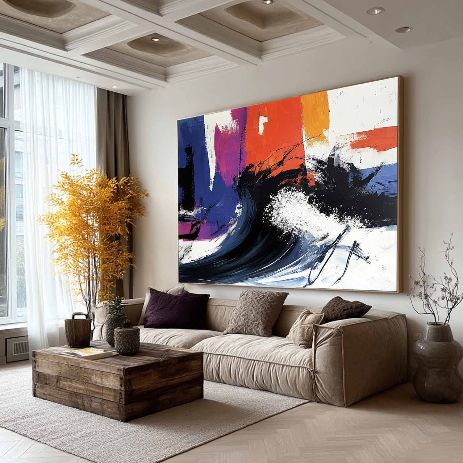 Wall Art Dynamic Textured Wave - Neutralighting