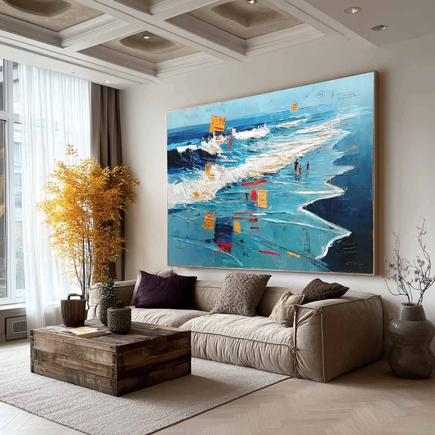 Wall Art Panoramic Impressionist Beachscape Scene Vibrant - Neutralighting