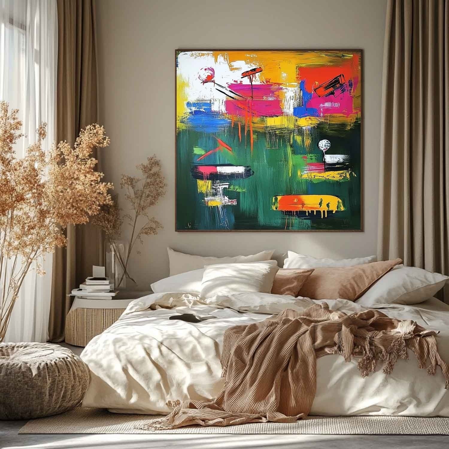 Wall Art Square Expressionist Golf Painting - Neutralighting