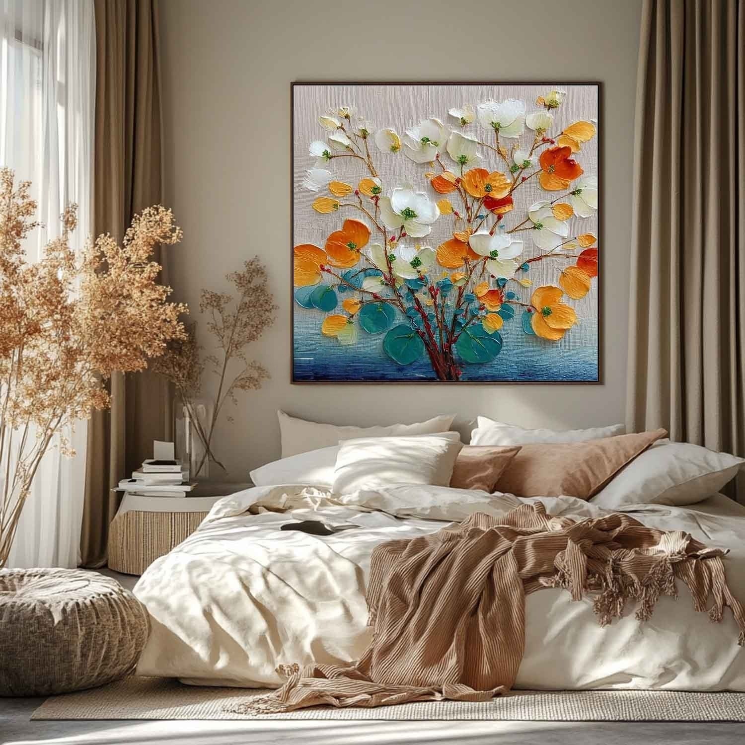 Blossom Eucalyptus 3D Impasto Painting - Neutralighting