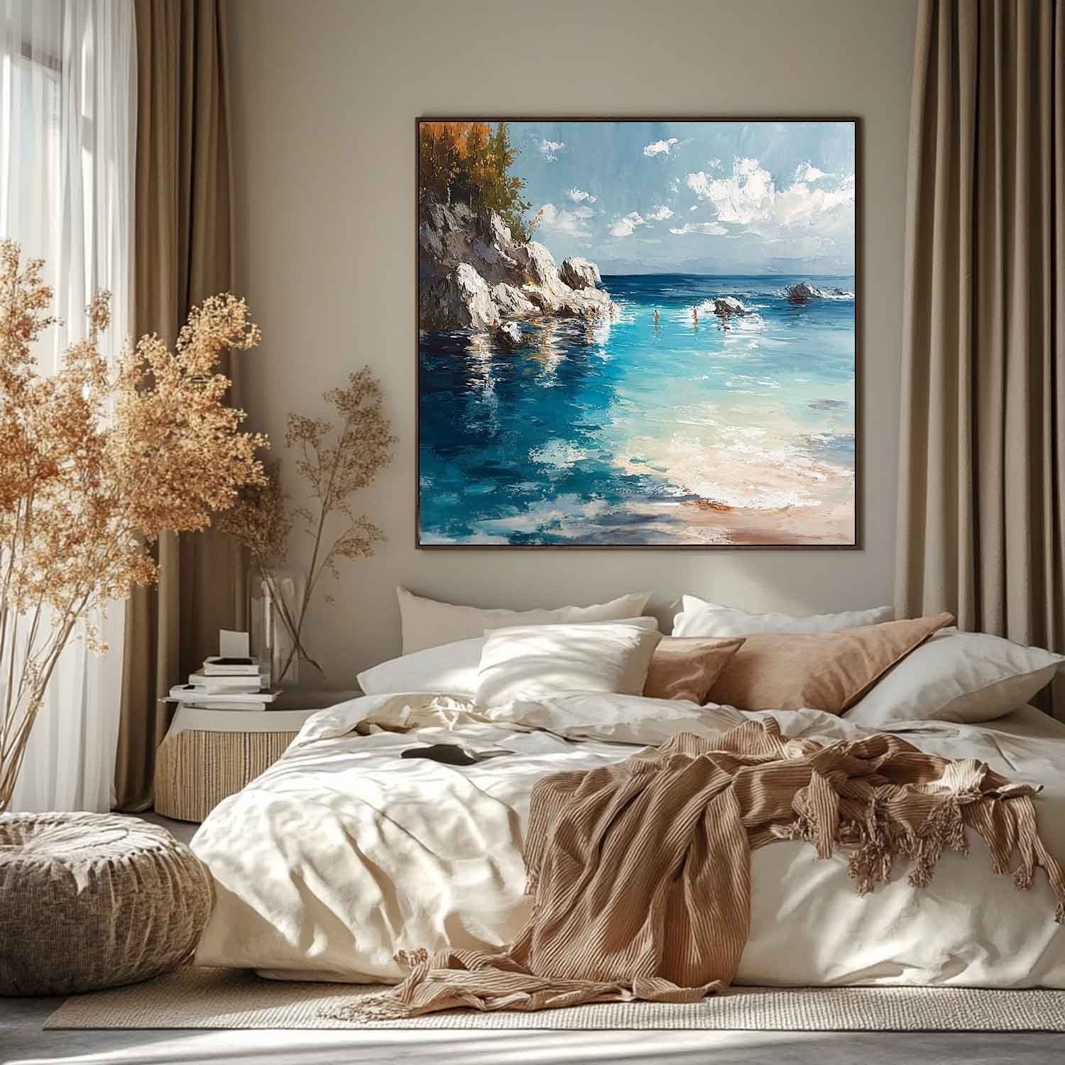 Cliffside Bay Impasto Painting - Neutralighting
