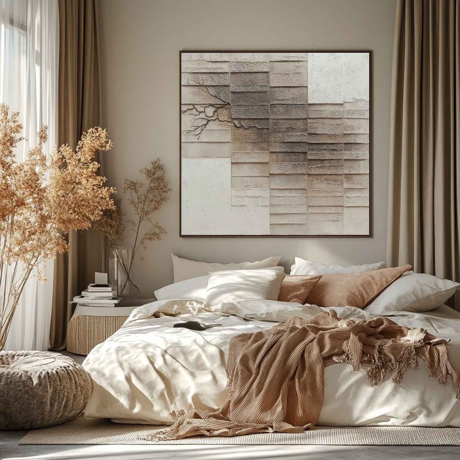 Wall Art Wabi-Sabi Textured Panel Tree Branch - Neutralighting