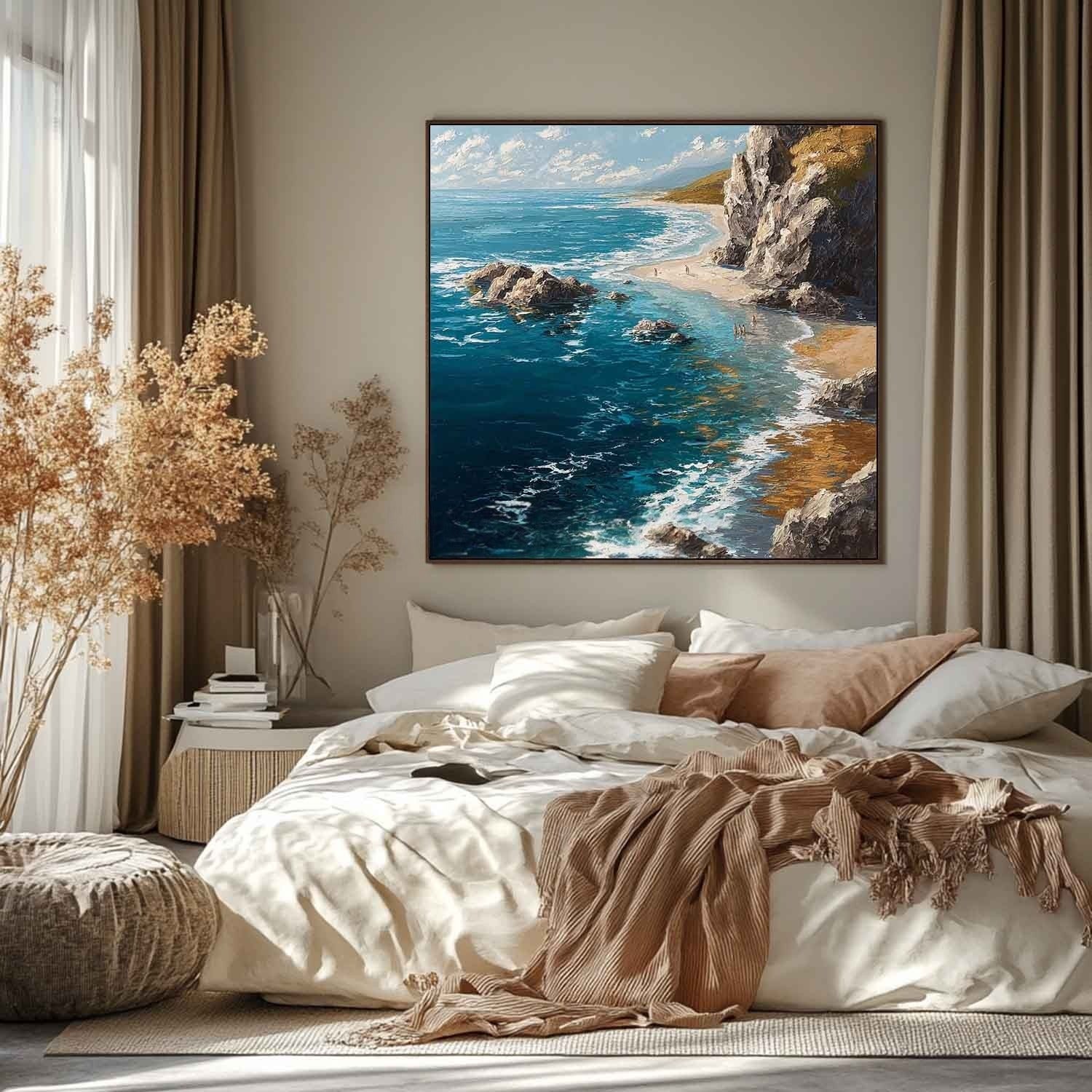 Wall Art Coastal Cliff Beach Turquoise Ocean - Neutralighting