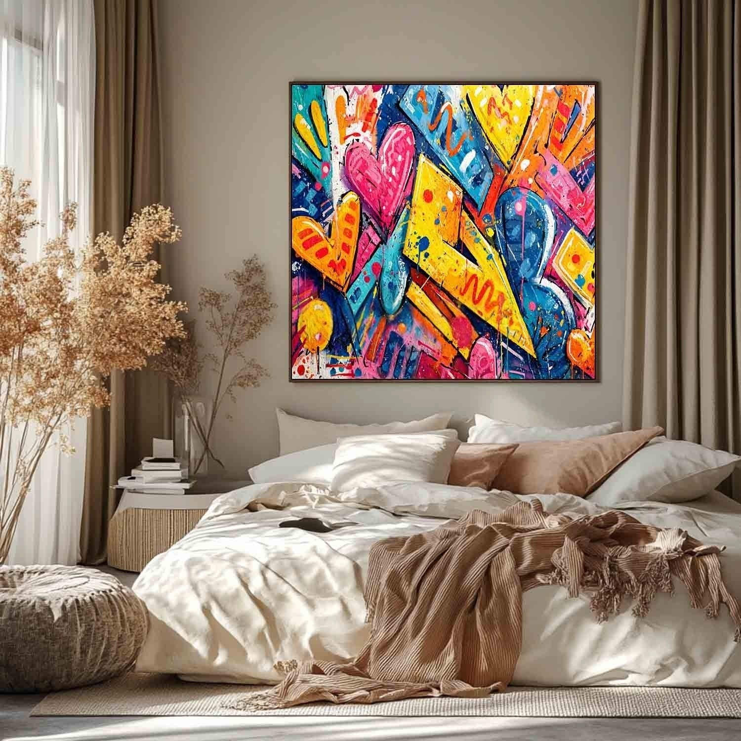 Graffiti Love Hearts Pop Art Impasto Painting - Neutralighting