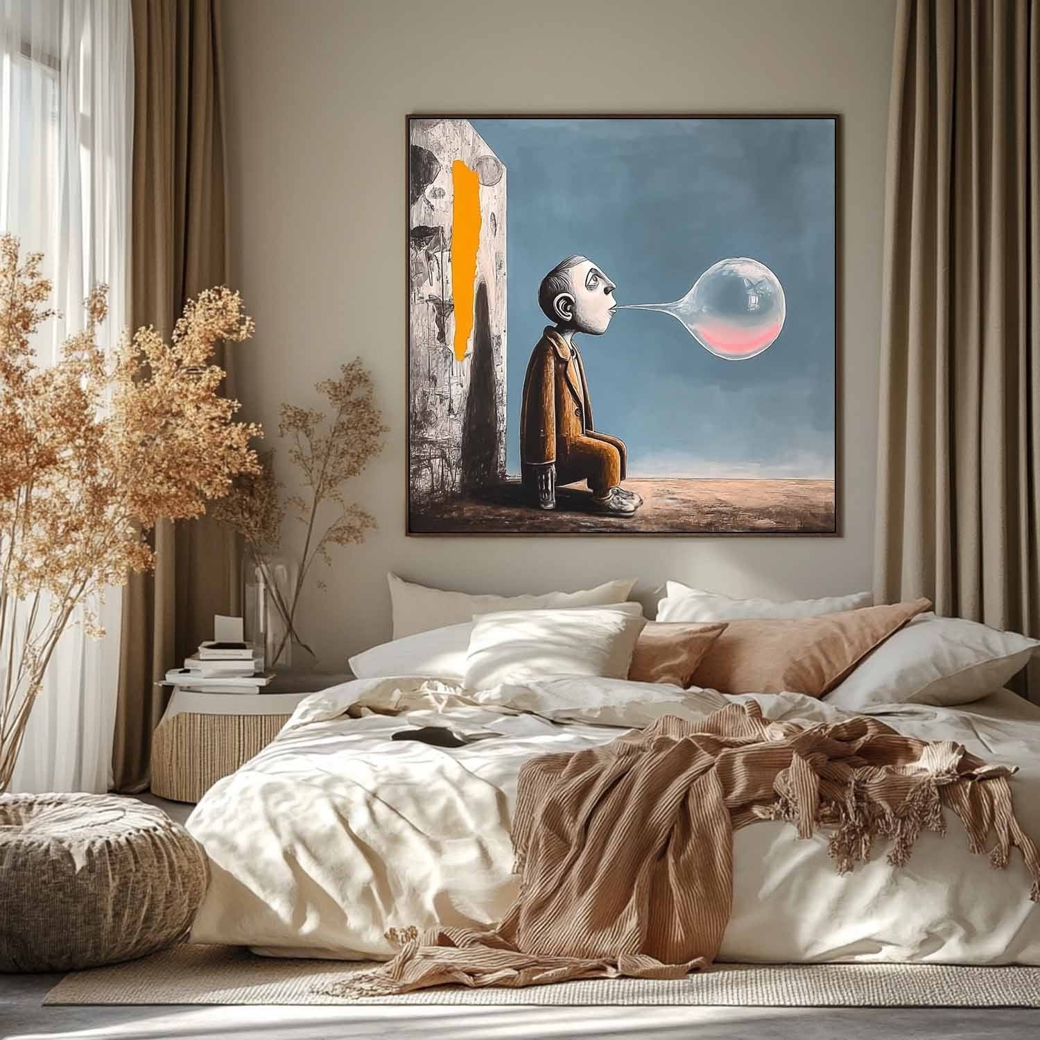 Wall Art Surreal Bubble Man Figure Oil Painting - Neutralighting