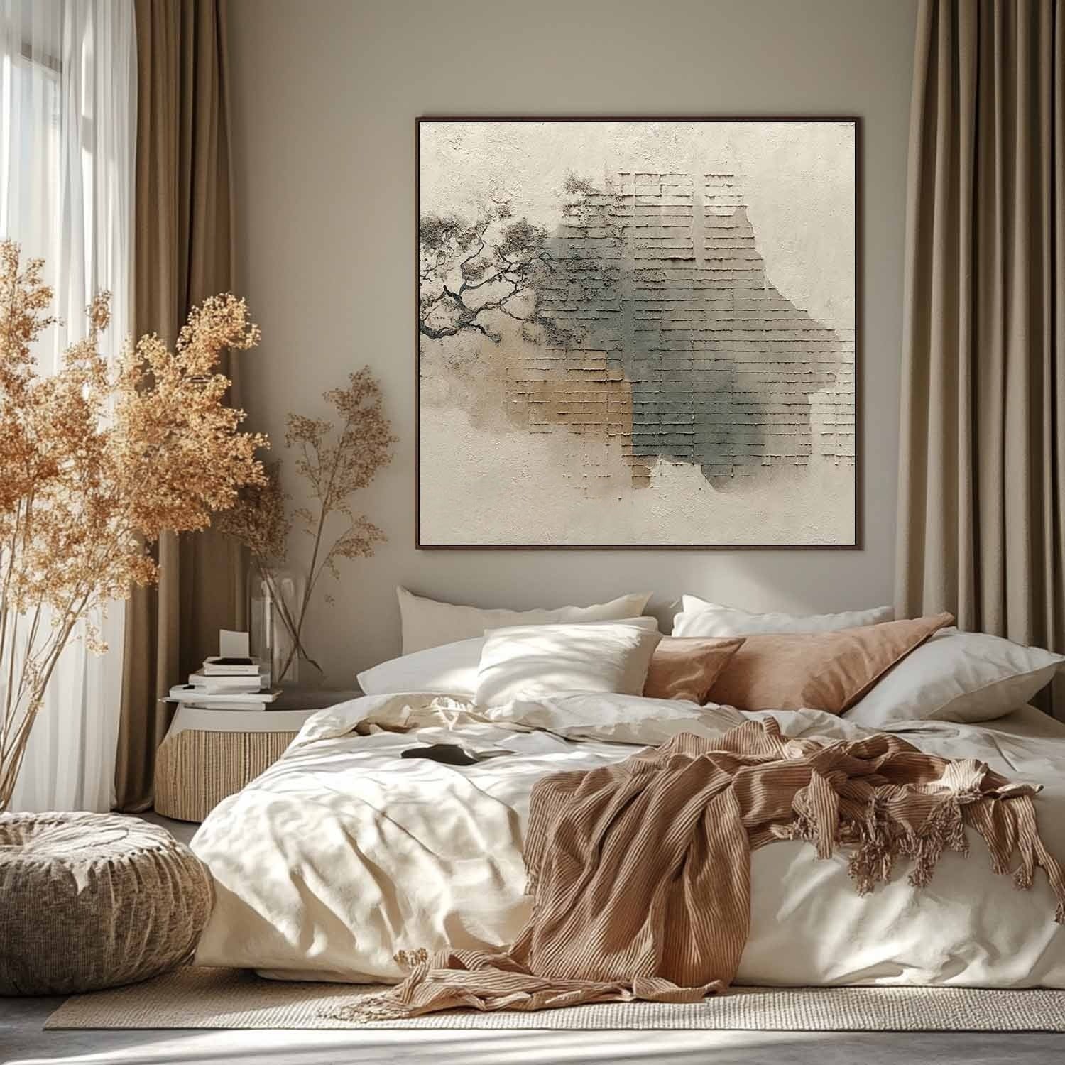 Wall Art Minimalist Textured Tree Brick - Neutralighting