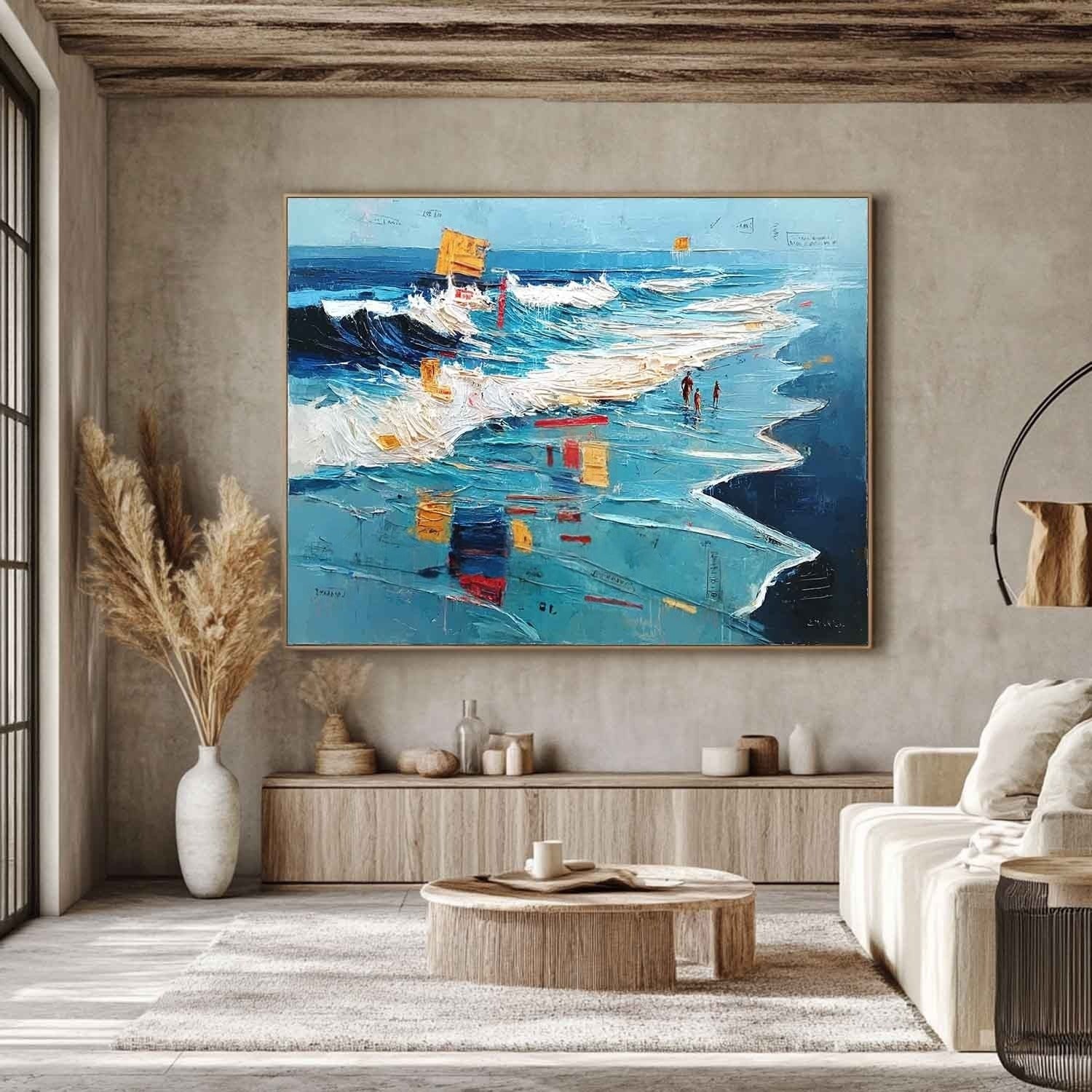 Wall Art Panoramic Impressionist Beachscape Scene Vibrant - Neutralighting