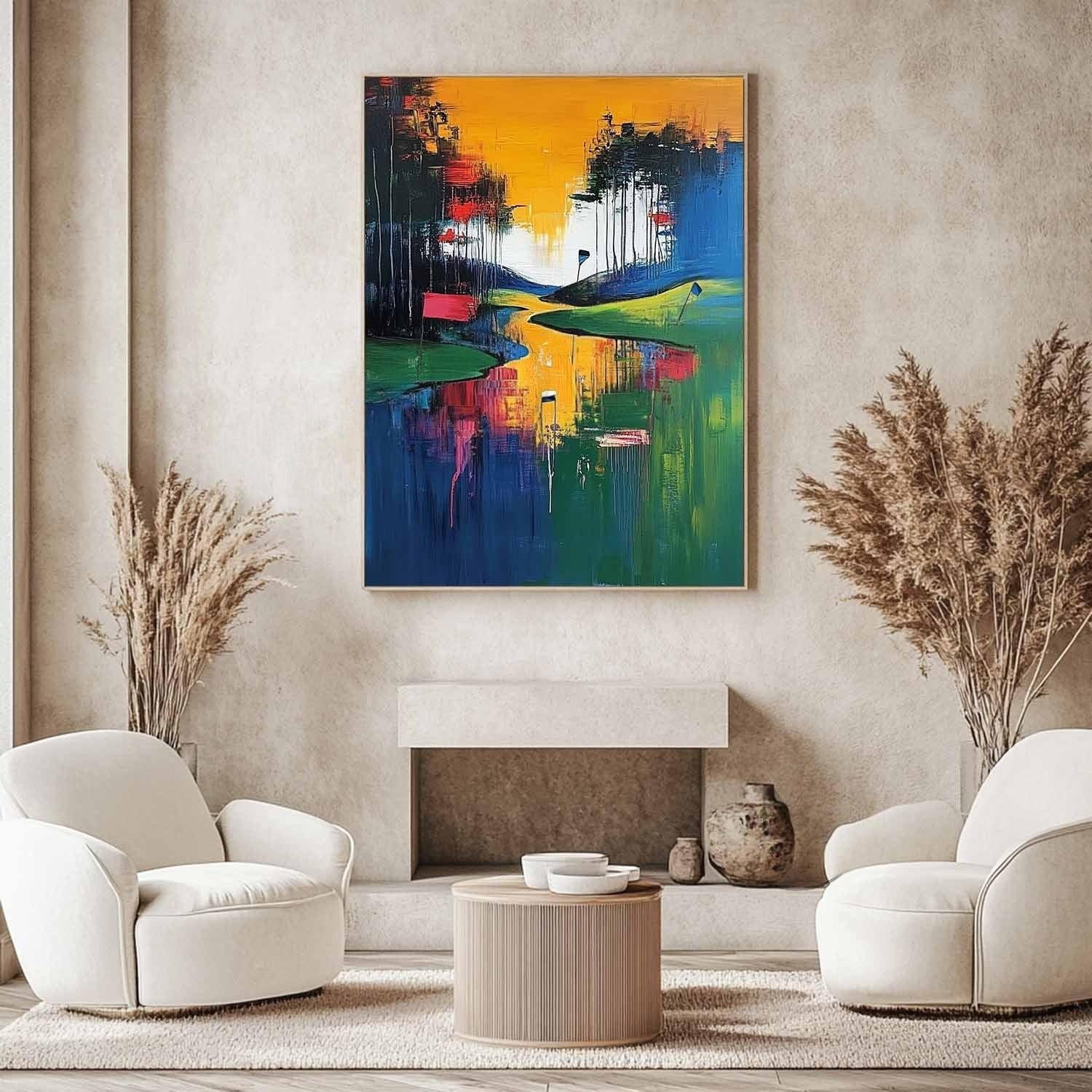 Wall Art Vertical Golf Course Landscape Painting - Neutralighting