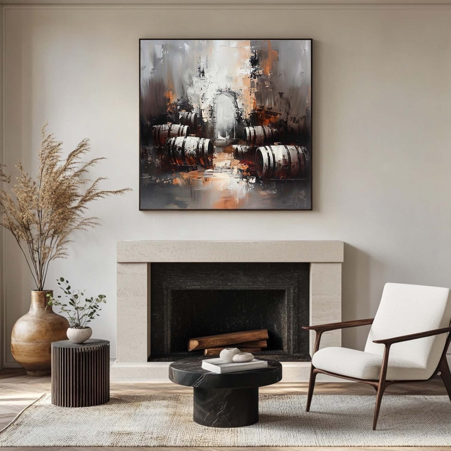 Wall Art Rustic Textured Wine Barrel - Neutralighting