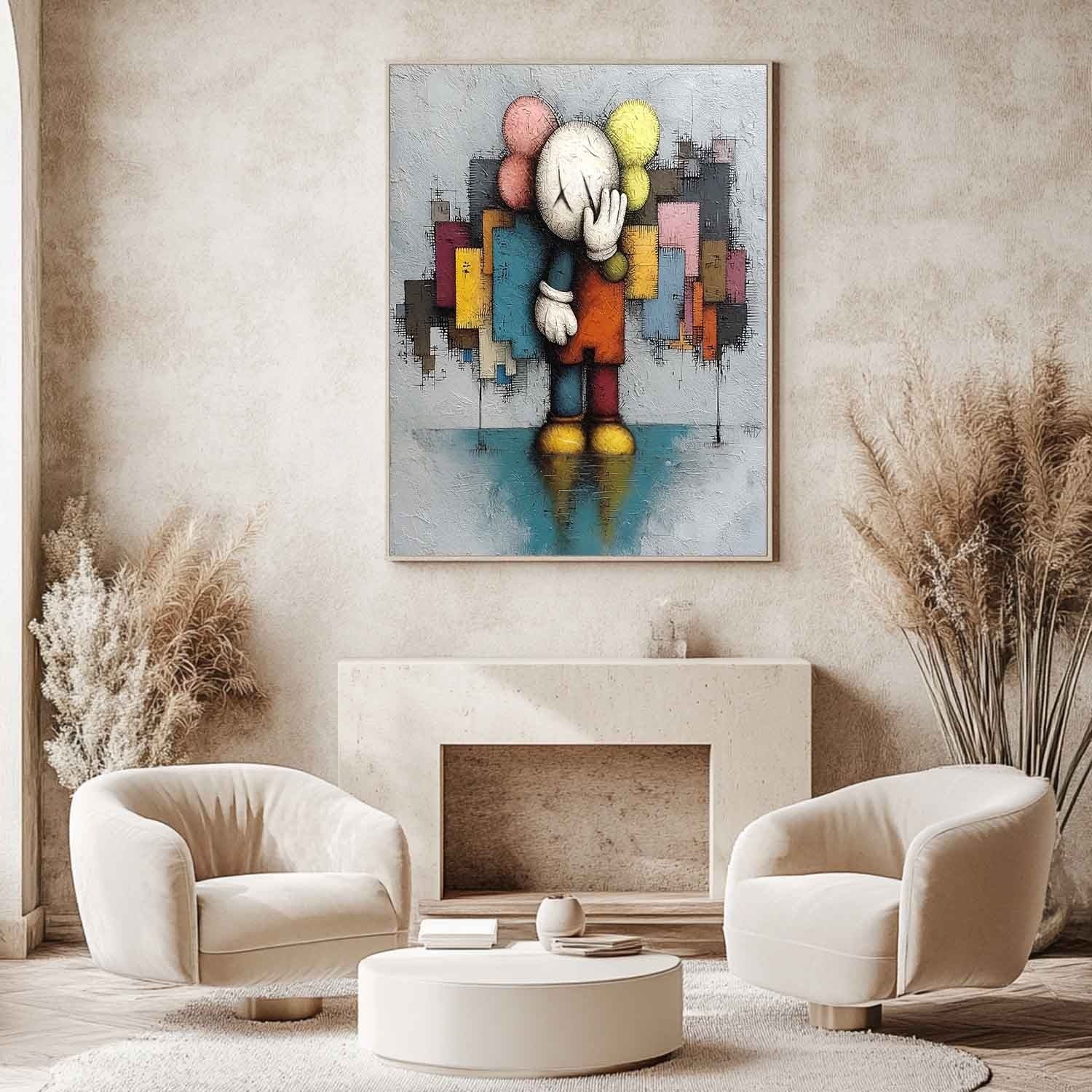 Wall Art Reflective Textured Kaws - Neutralighting