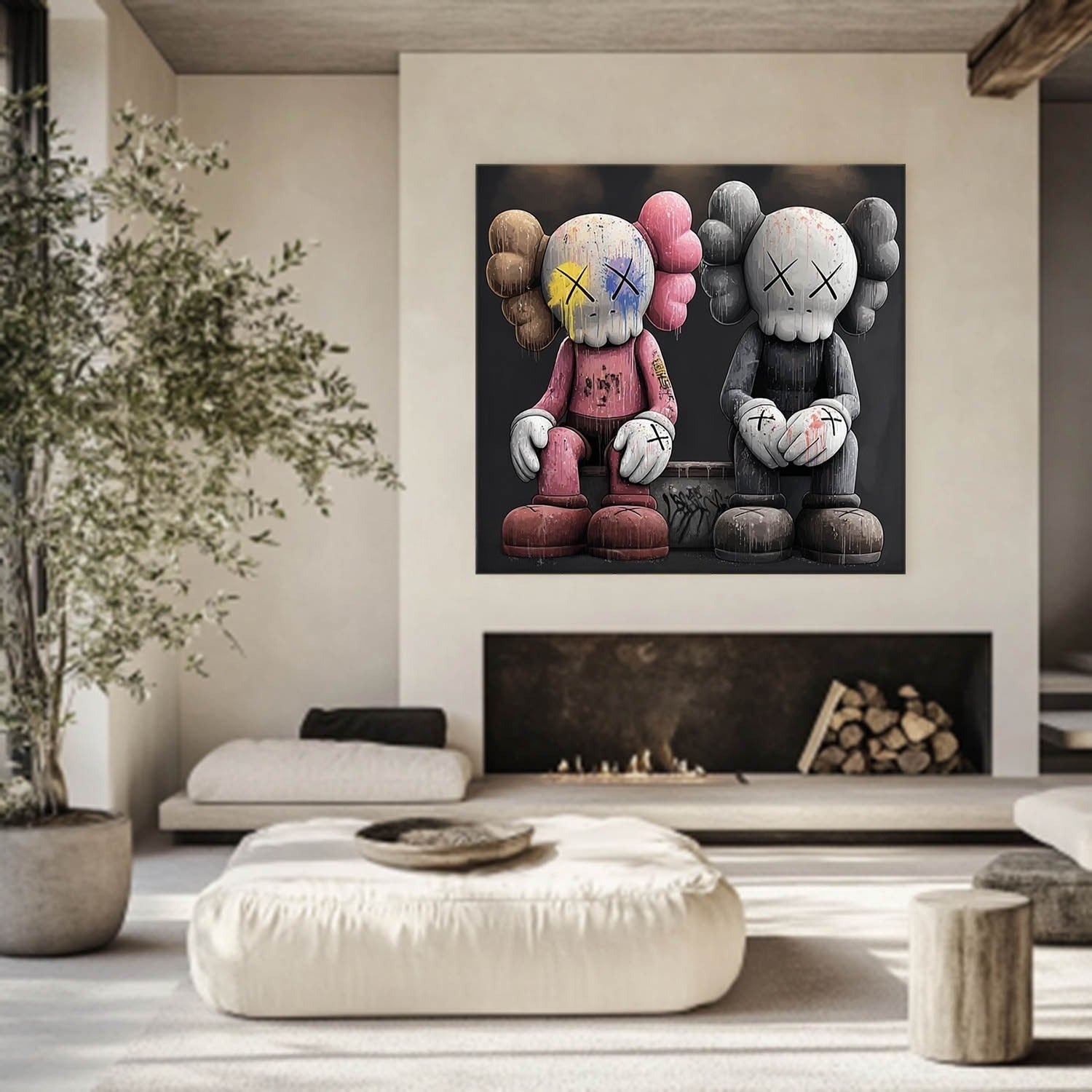 Wall Art Bold Textured Kaws Companion - Neutralighting