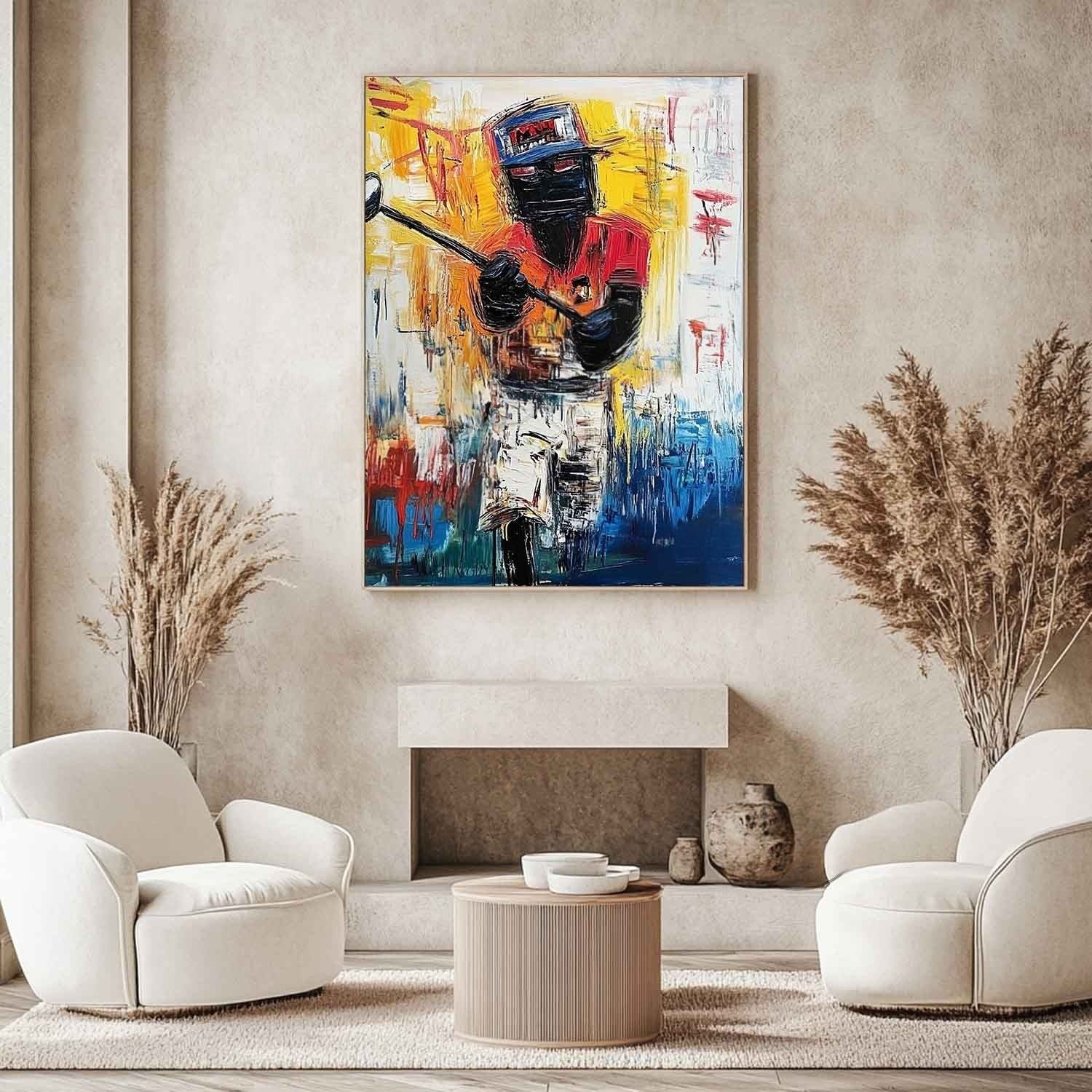 Wall Art Vertical Expressionist Golfer Painting - Neutralighting