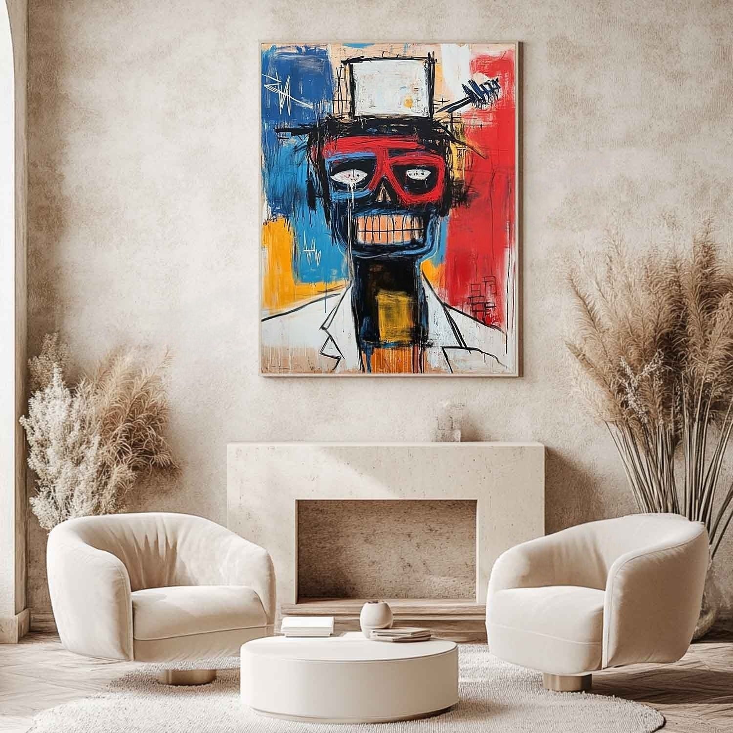 Wall Art Neo Expressionist Skull Figure - Neutralighting