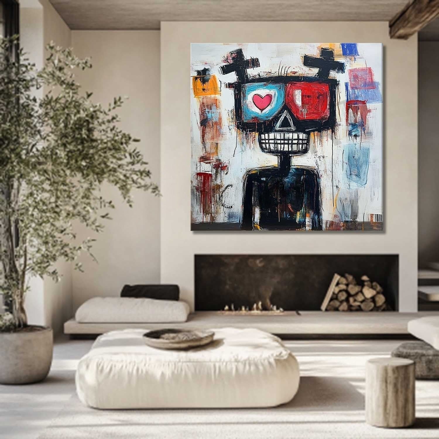 Wall Art Neo Expressionist Skeleton Heart - Neutralighting