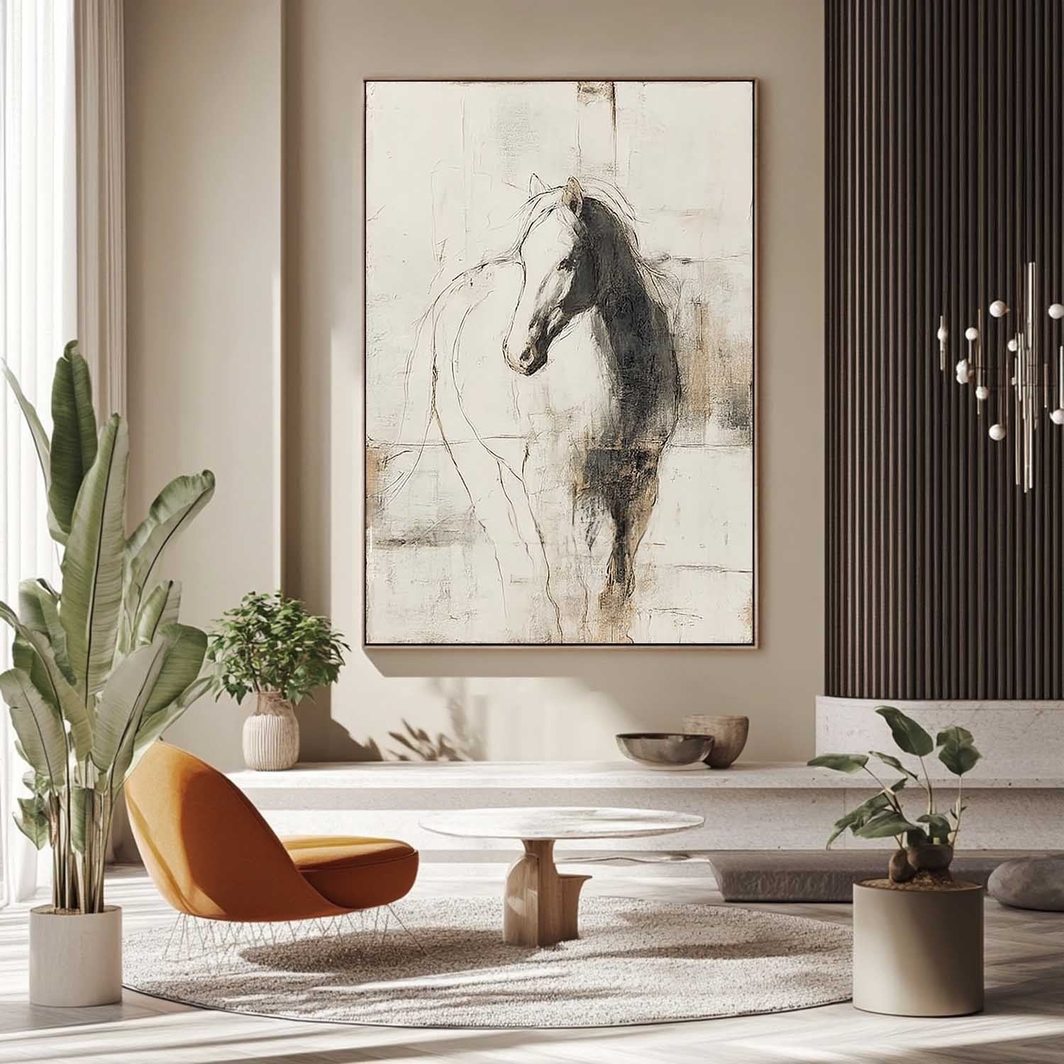Wall Art Monochrome Horse Portrait Minimalist - Neutralighting