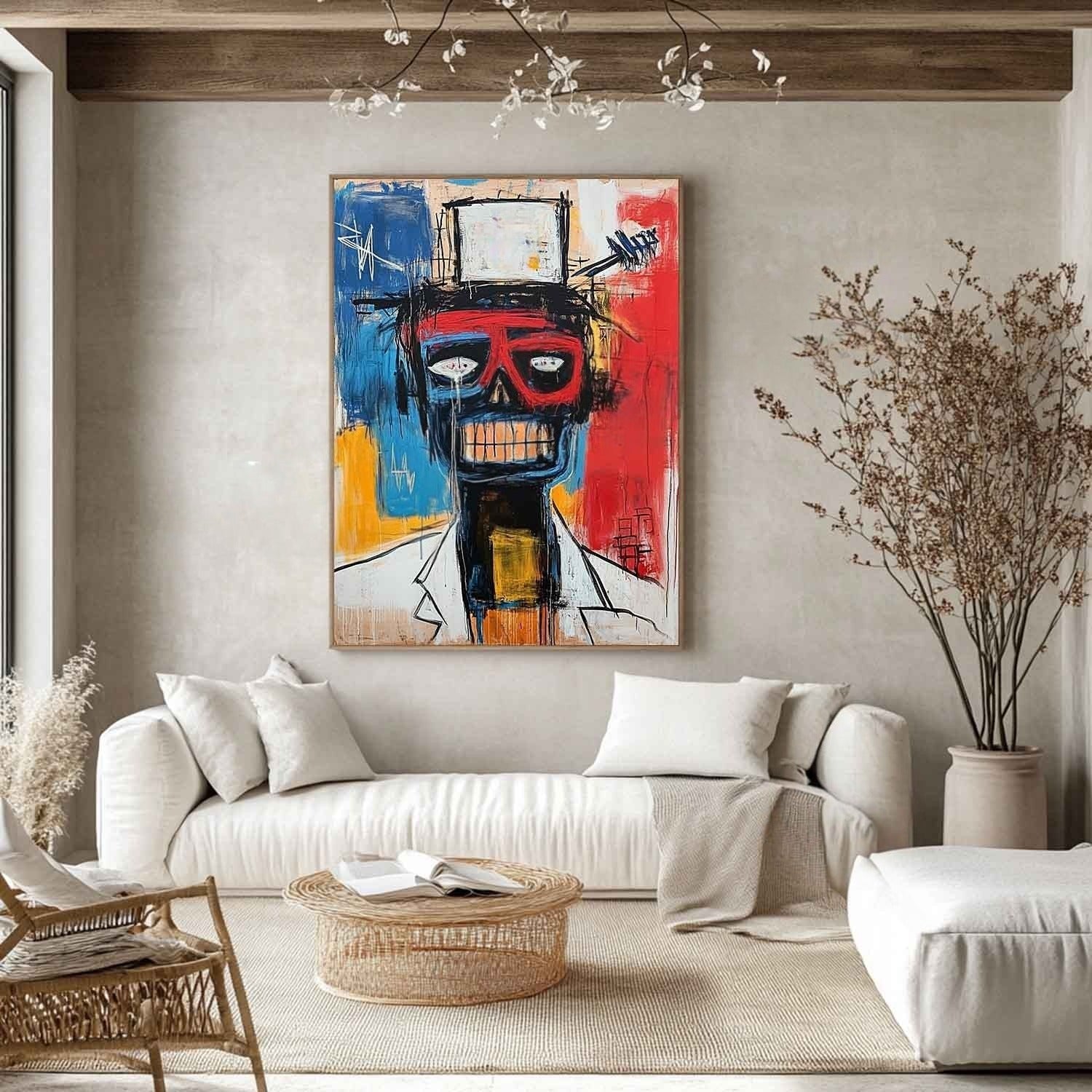 Wall Art Neo Expressionist Skull Figure - Neutralighting