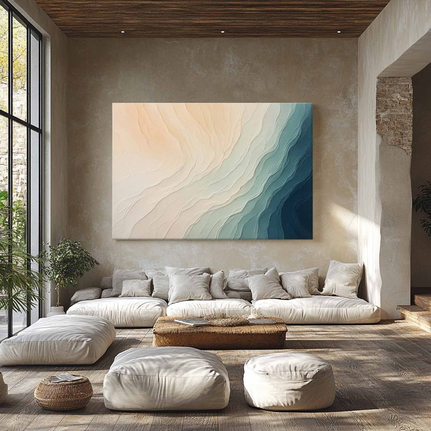 Wall Art Textured Gradient Wave Pattern - Neutralighting