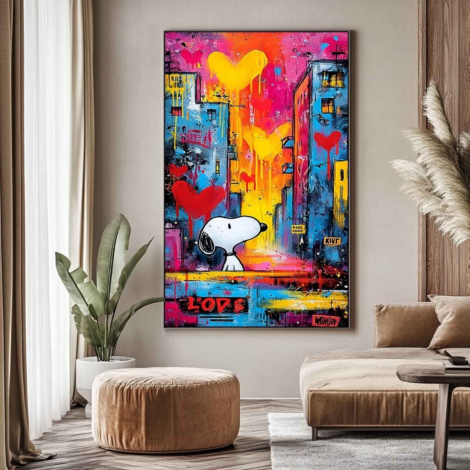 Vertical Snoopy Love Pop Art - Neutralighting