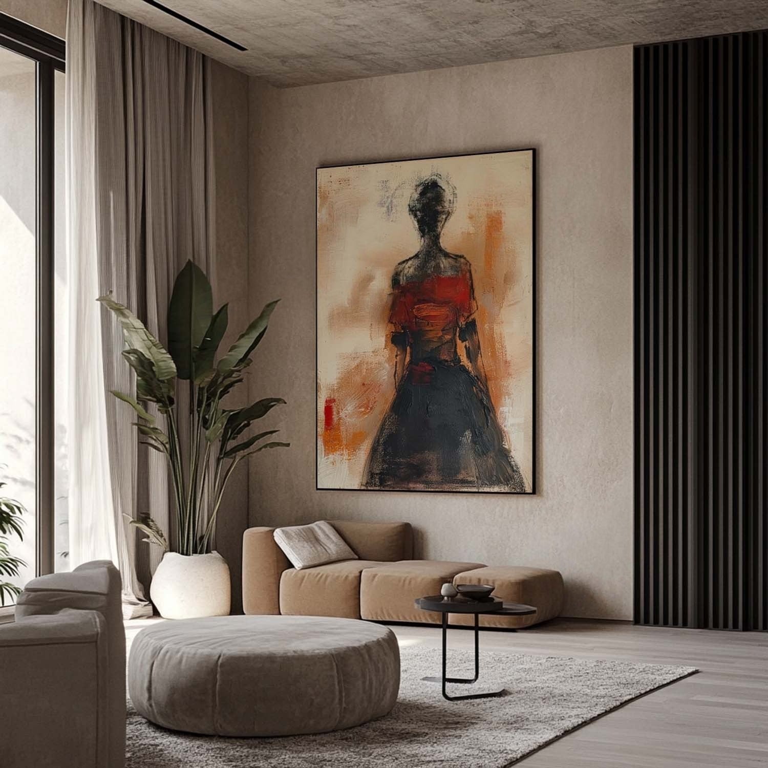Wall Art Abstract Female Figure Red - Neutralighting
