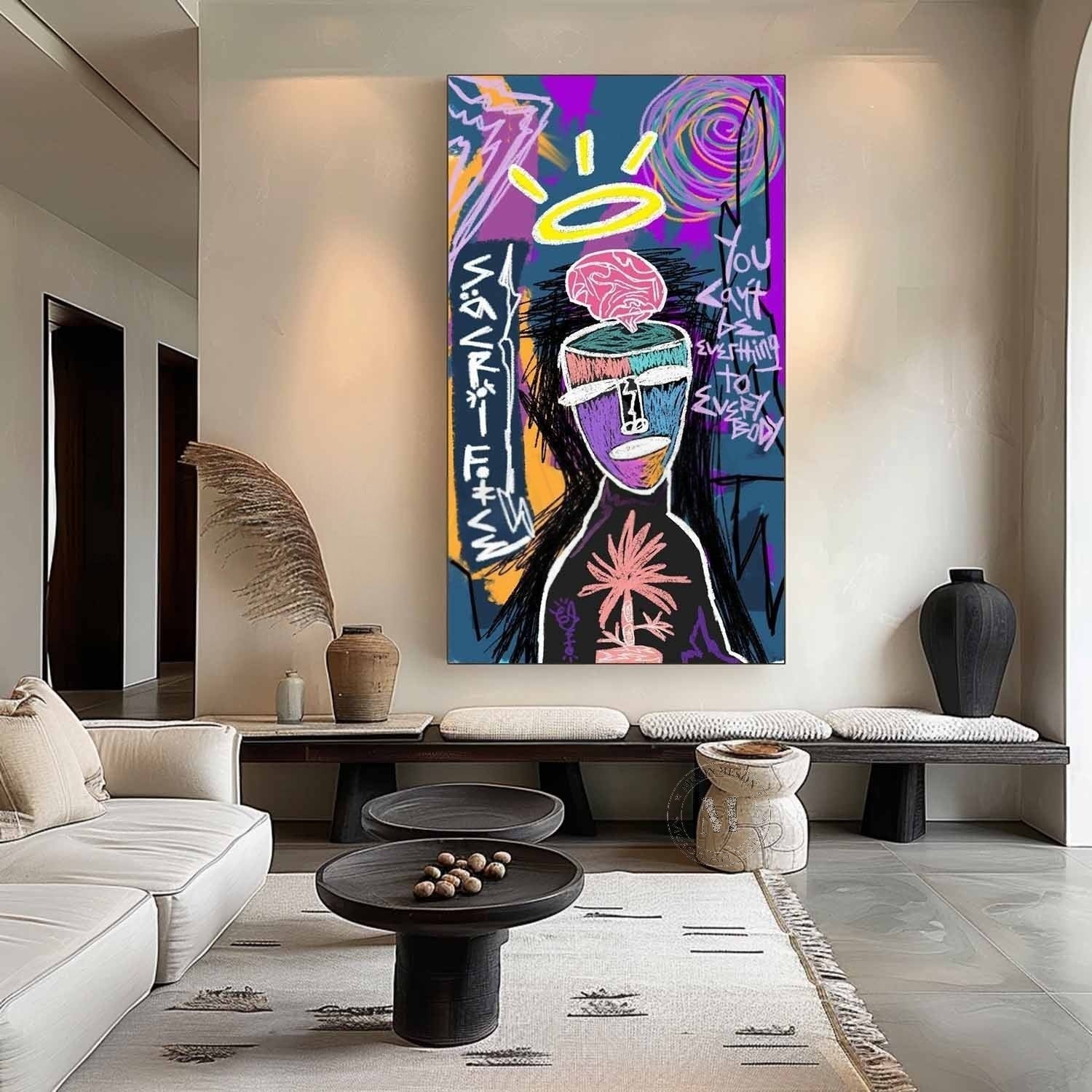 Wall Art Neo Expressionist Figure Brain Halo - Neutralighting