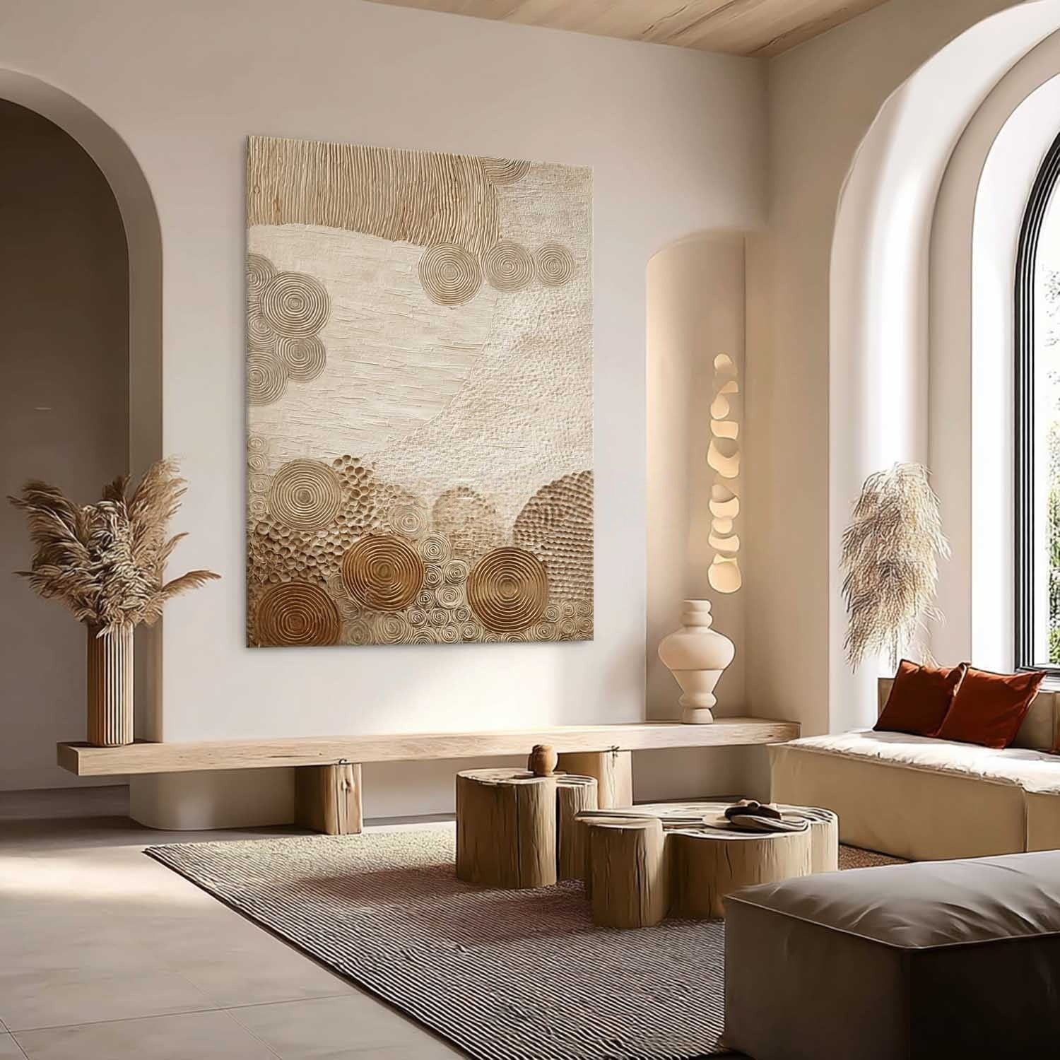 Wall Art Organic Flow Texture Bohemian Painting - Neutralighting