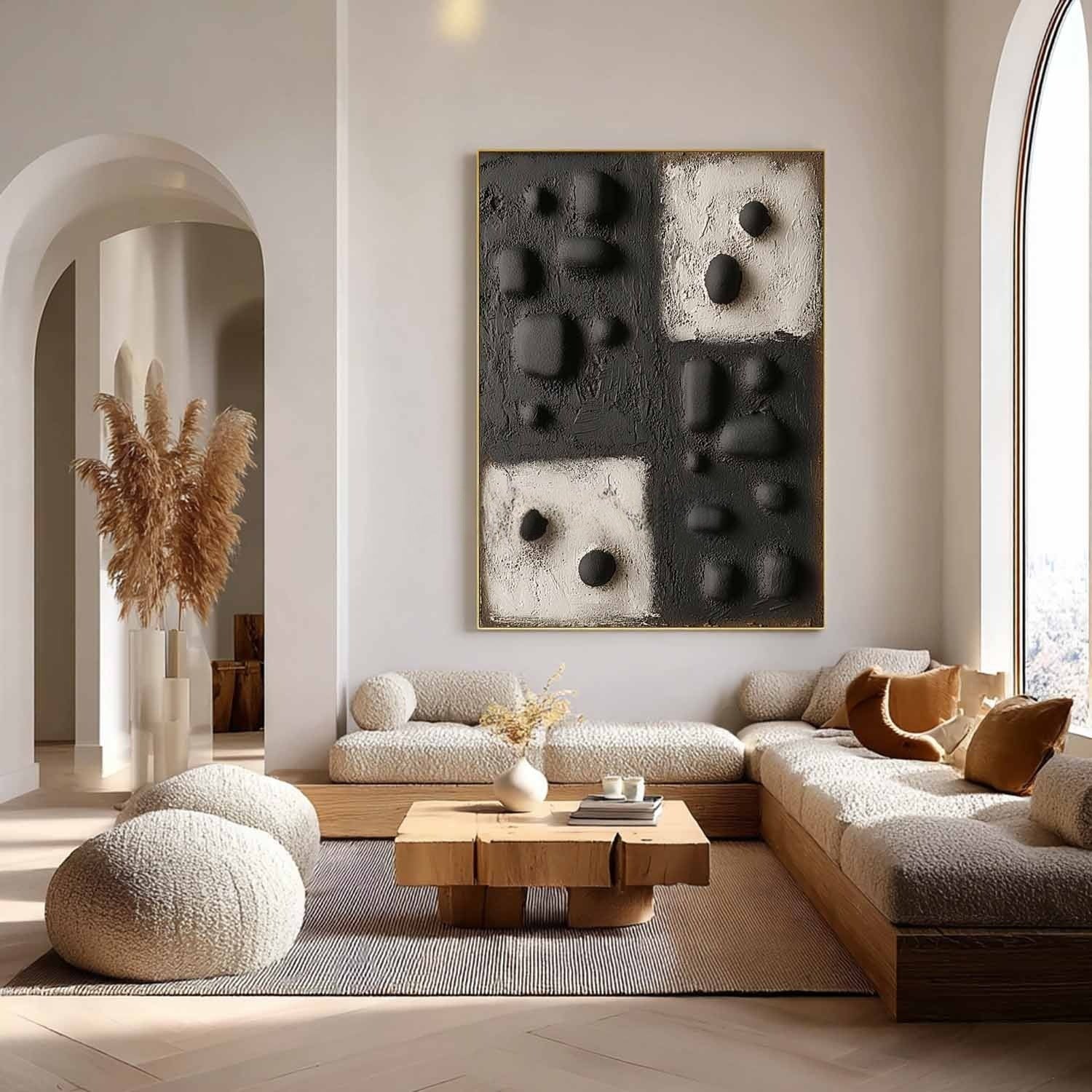 Wall Art Contrast Block Bas-Relief Abstract Painting - Neutralighting