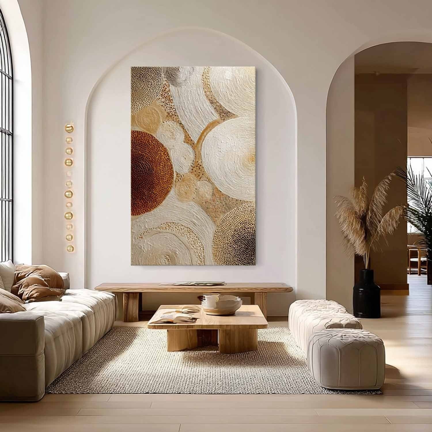 Wall Art Concentric Circle Texture Bohemian - Neutralighting