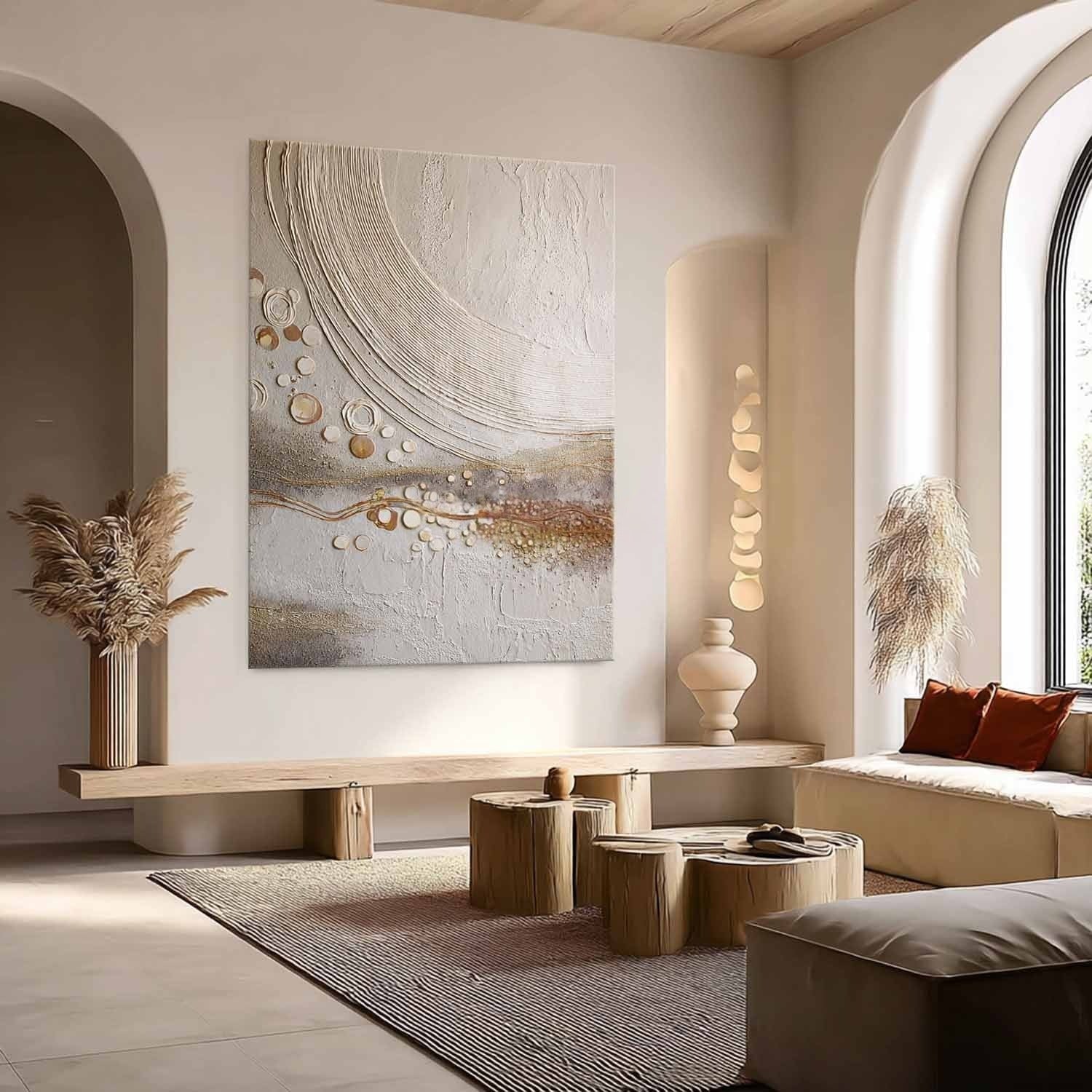 Wall Art Neutral Circle Abstract Minimalist - Neutralighting