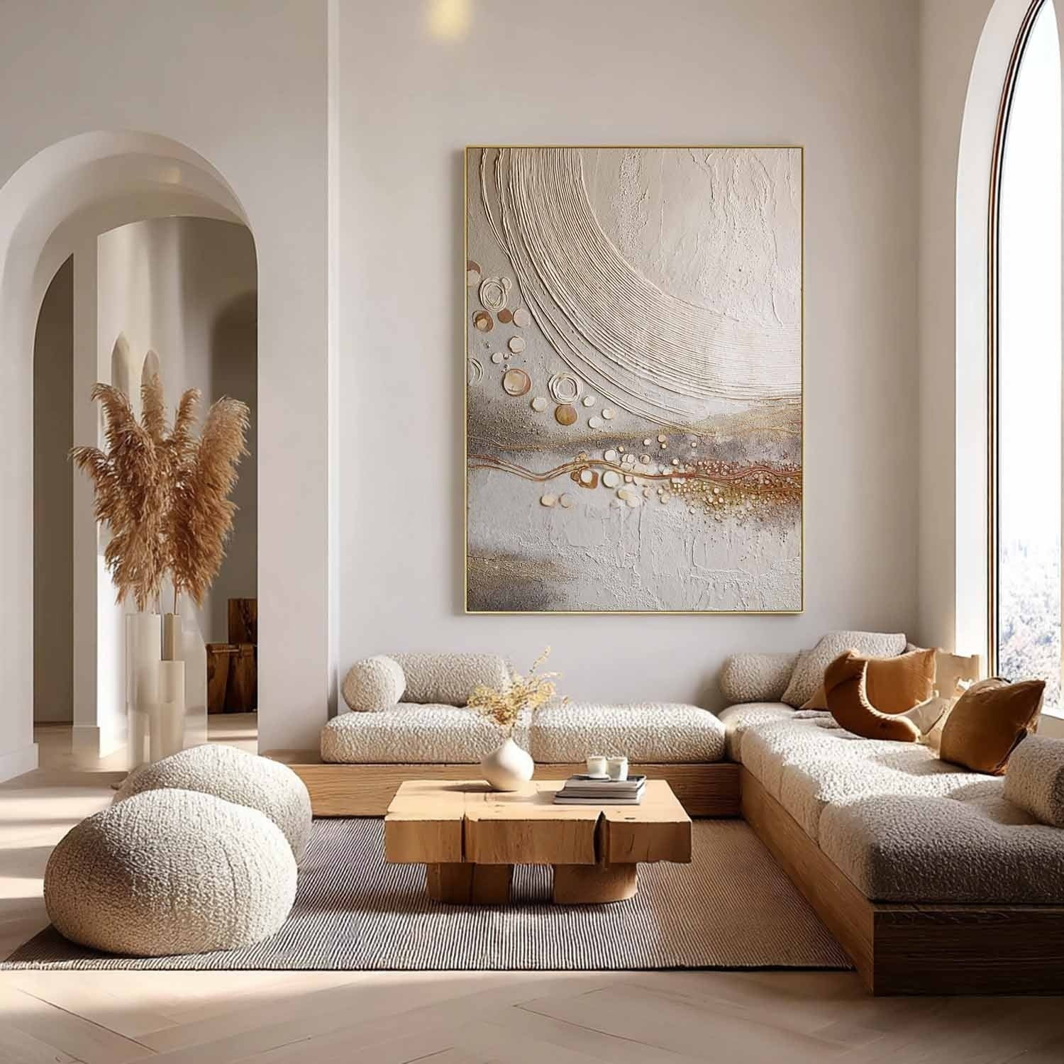 Wall Art Neutral Circle Abstract Minimalist - Neutralighting