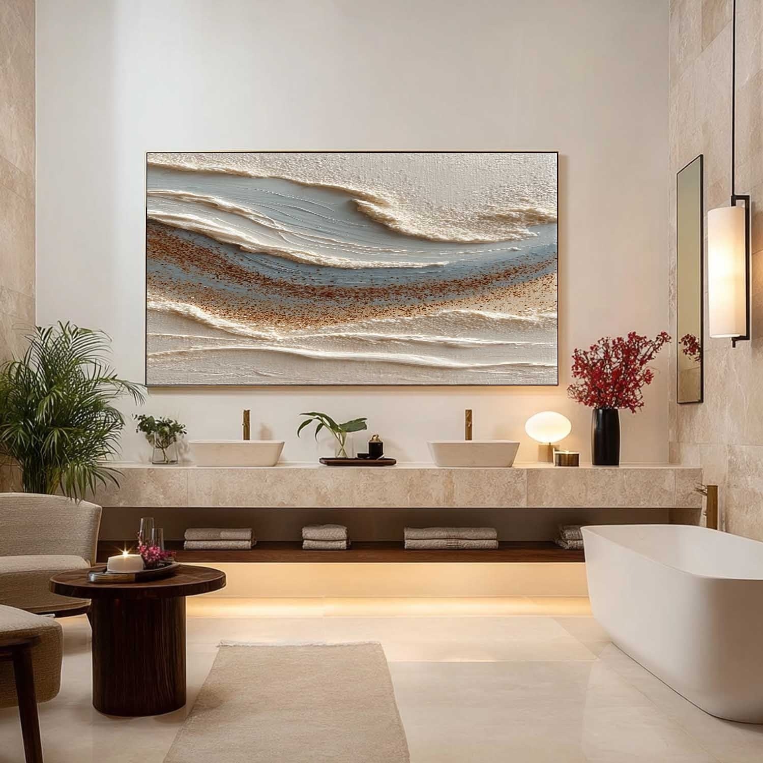 Wall Art Abstract Coastal Sand Wave Beige - Neutralighting