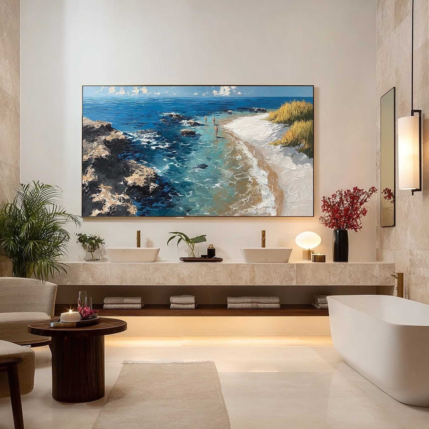 Cliffside Beach Impasto Painting - Neutralighting