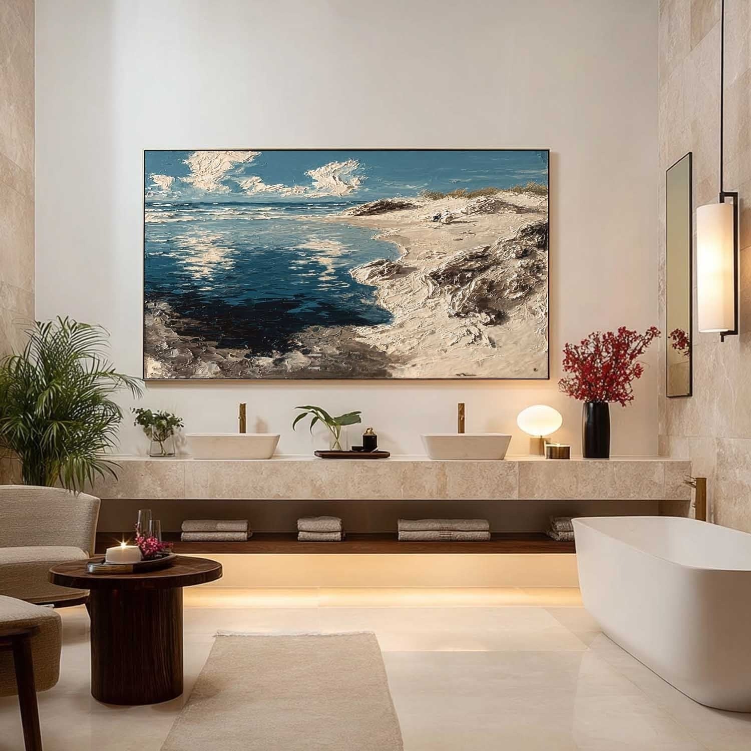 Sunny Dune Beach Impasto Painting - Neutralighting