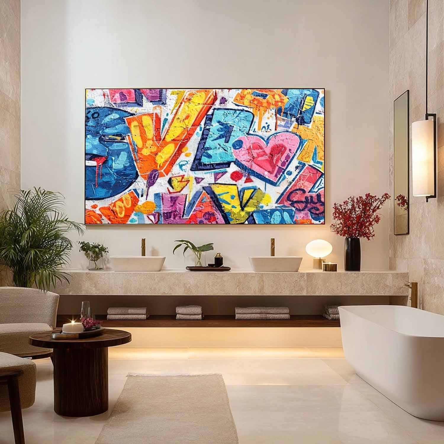 Graffiti Love Pop Art Impasto Painting - Neutralighting