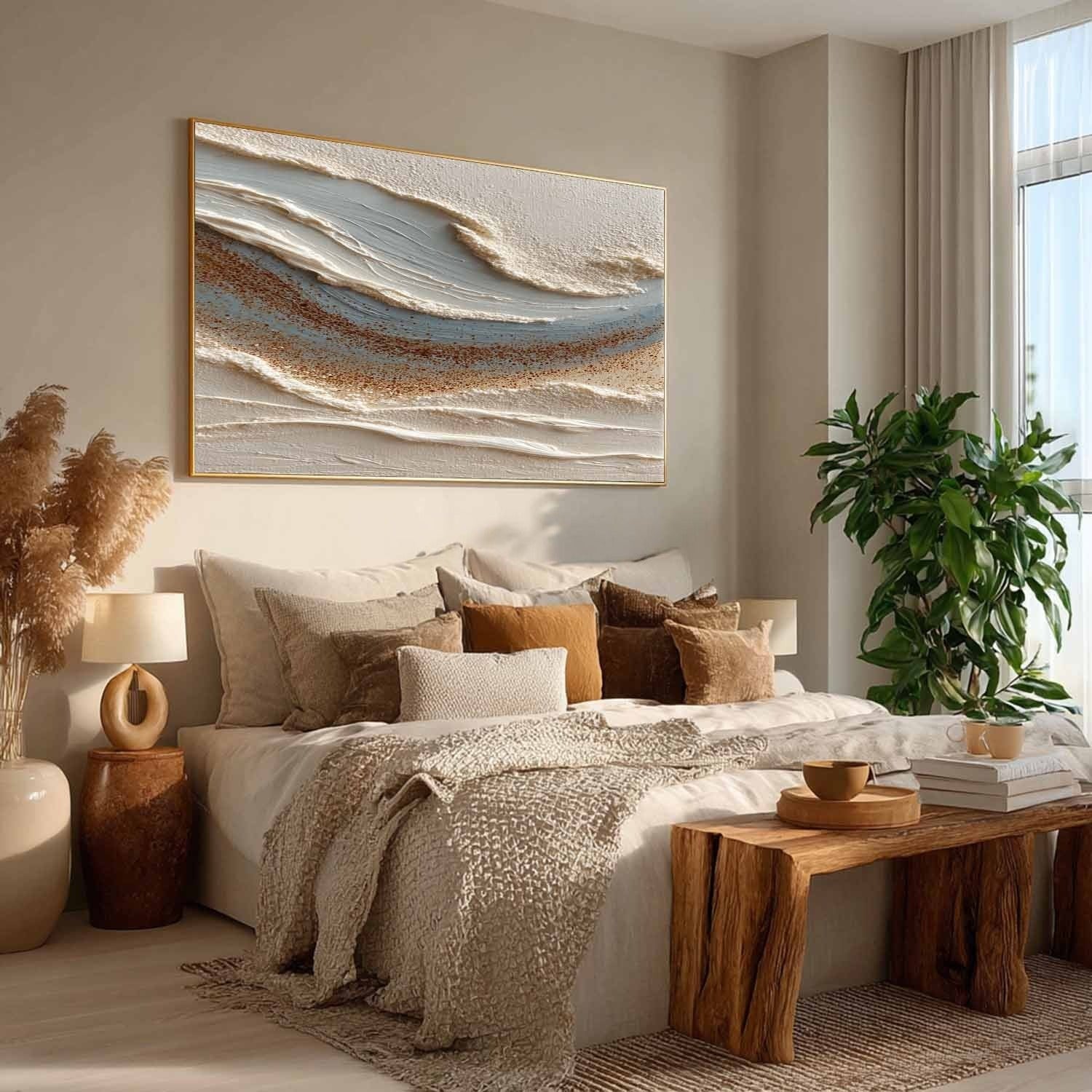 Wall Art Abstract Coastal Sand Wave Beige - Neutralighting