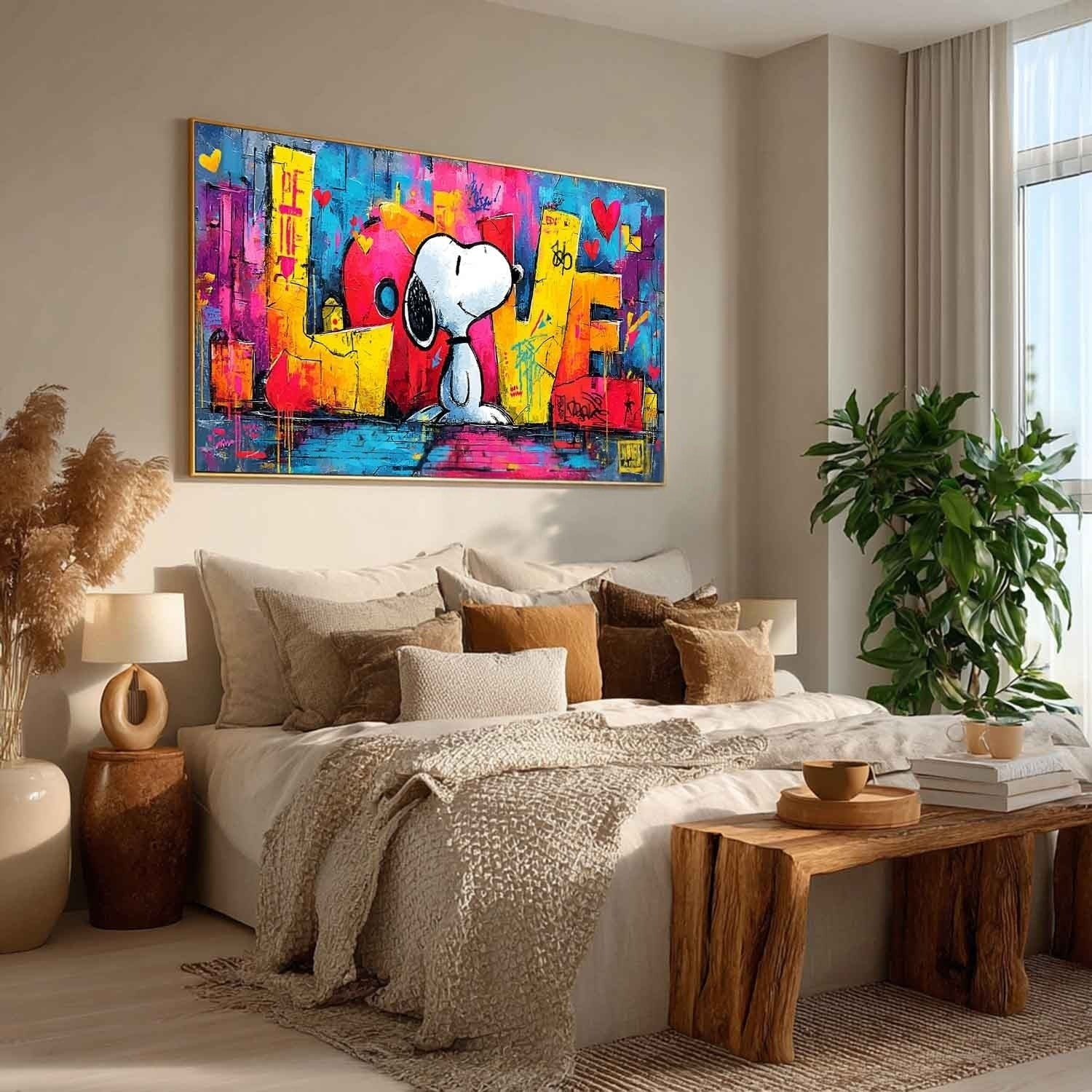 Snoopy Love Graffiti Pop Art Impasto Painting - Neutralighting