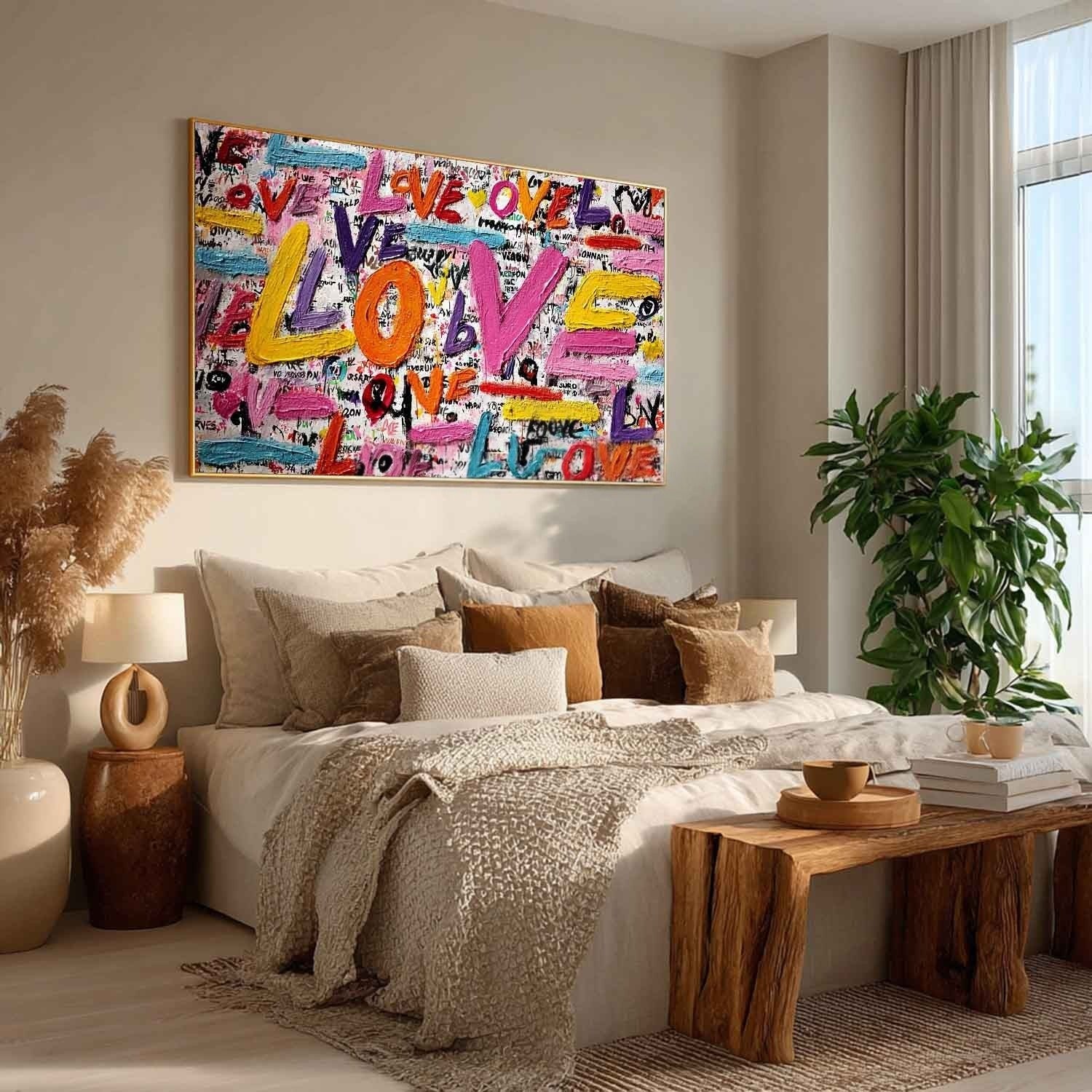 Graffiti Style Love Pop Art Impasto Painting - Neutralighting