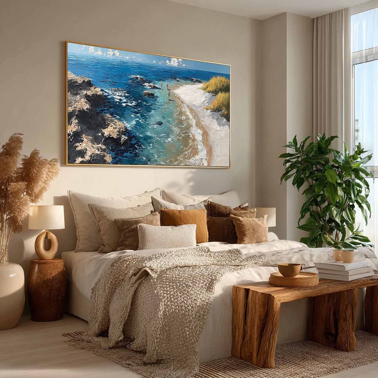Cliffside Beach Impasto Painting - Neutralighting
