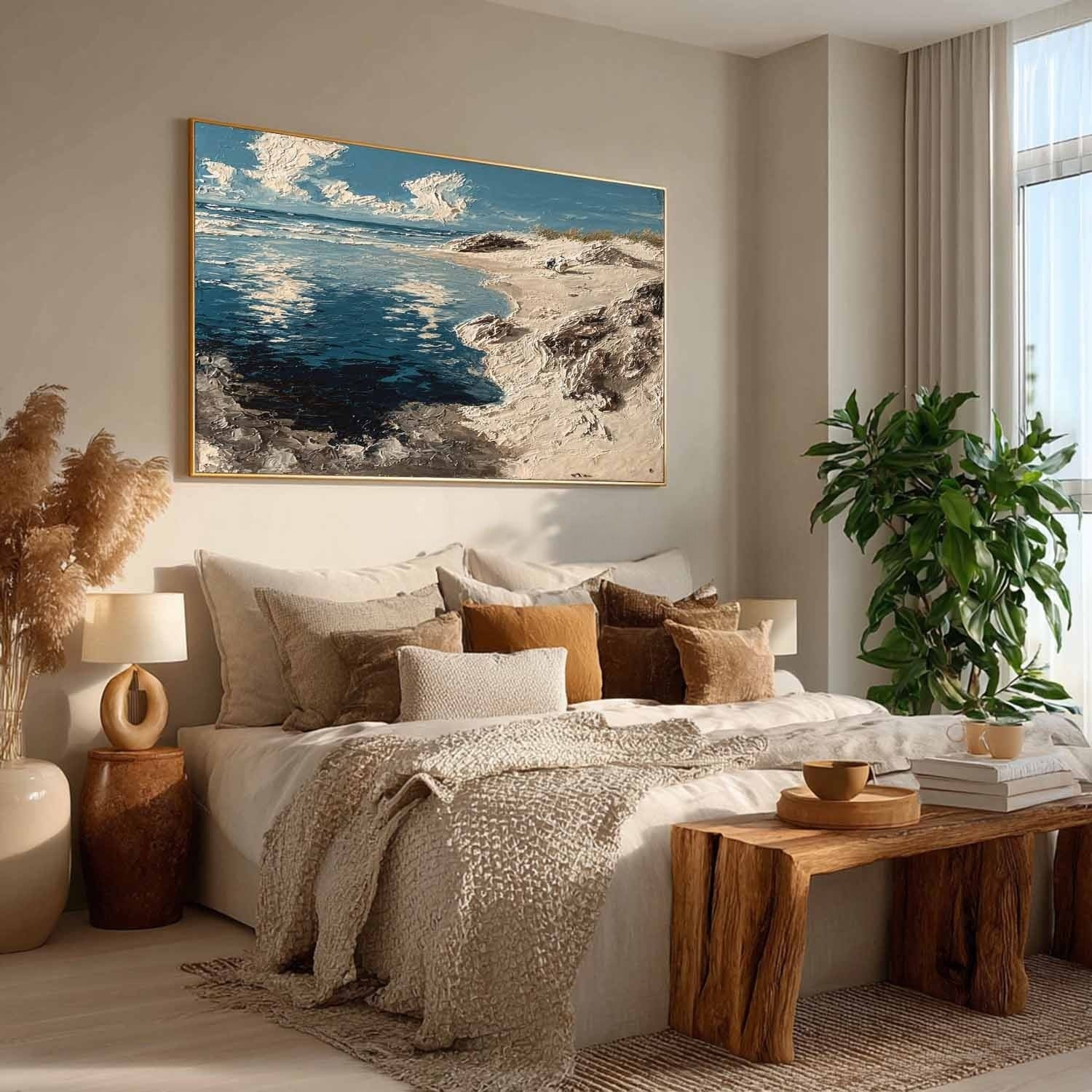 Sunny Dune Beach Impasto Painting - Neutralighting