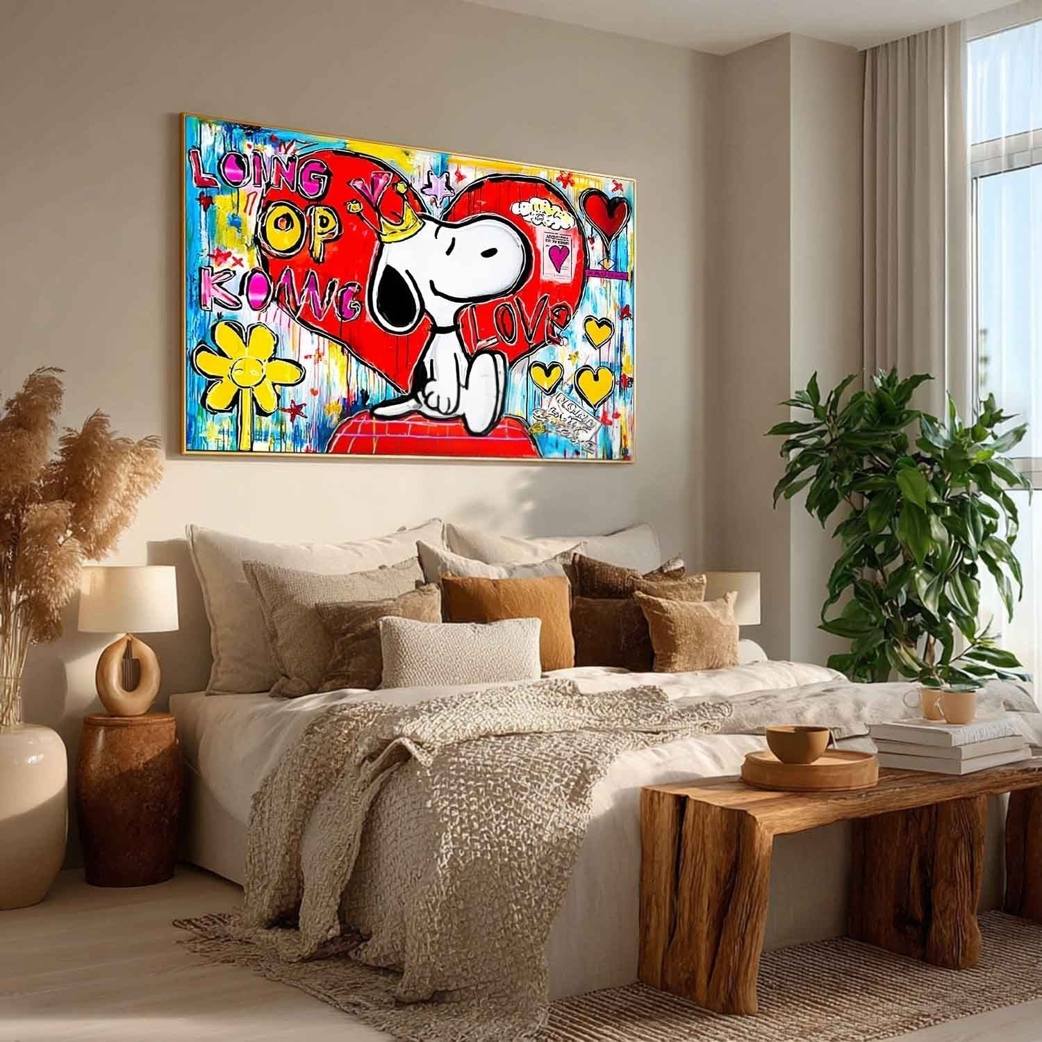 Snoopy King of Hearts Pop Art Impasto Painting - Neutralighting