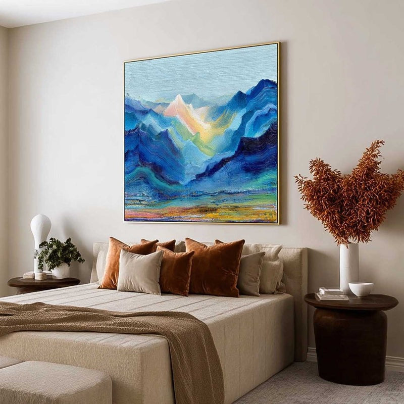 Wall Art Impressionist Abstract Sunlit Mountain - Neutralighting