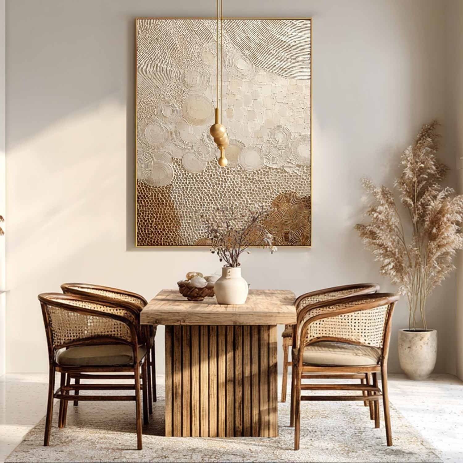 Wall Art Neutral Patchwork Bas-Relief Oil Painting - Neutralighting