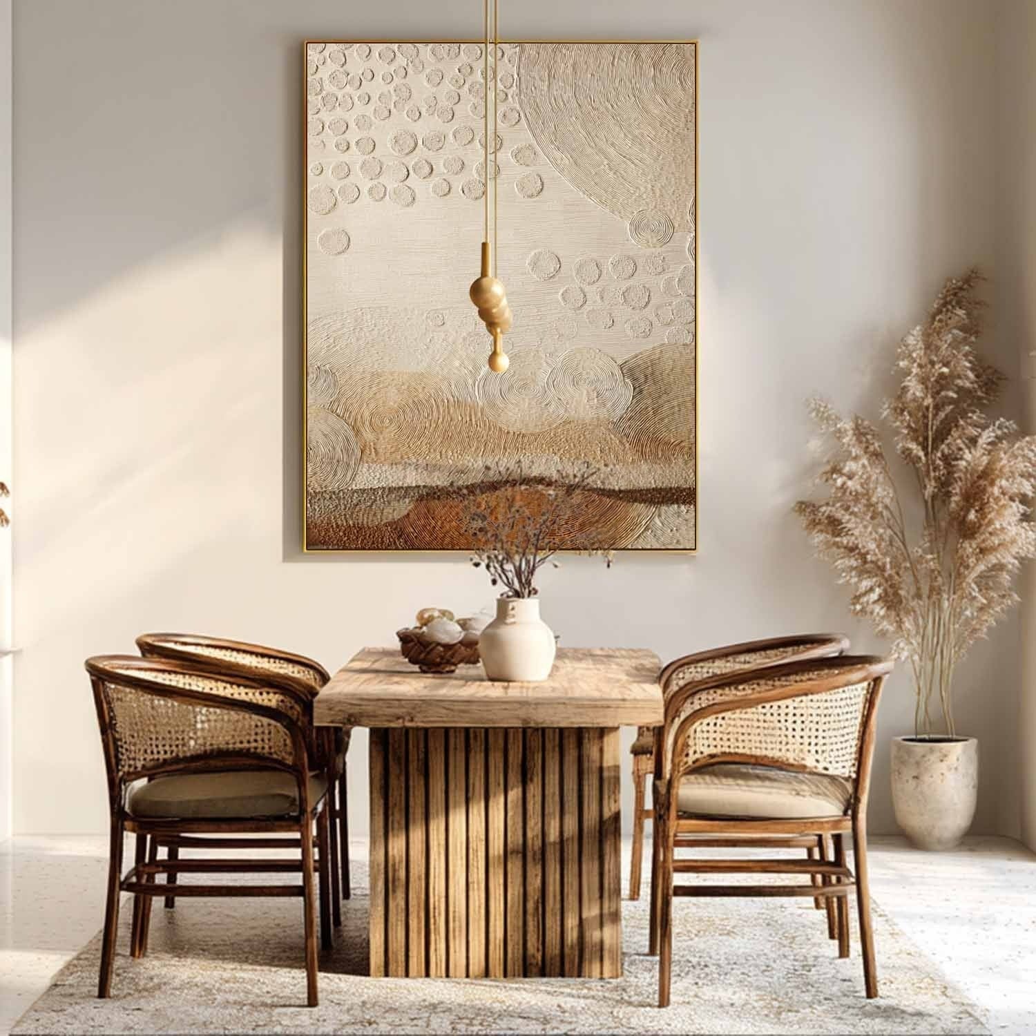 Wall Art Raised Dot Circle Texture Bohemian - Neutralighting