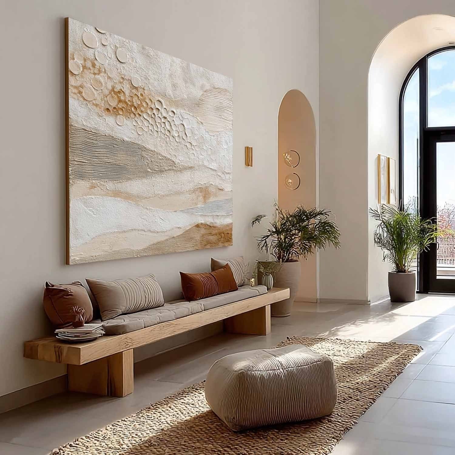 Wall Art Neutral Circle Abstract Minimalist Painting - Neutralighting