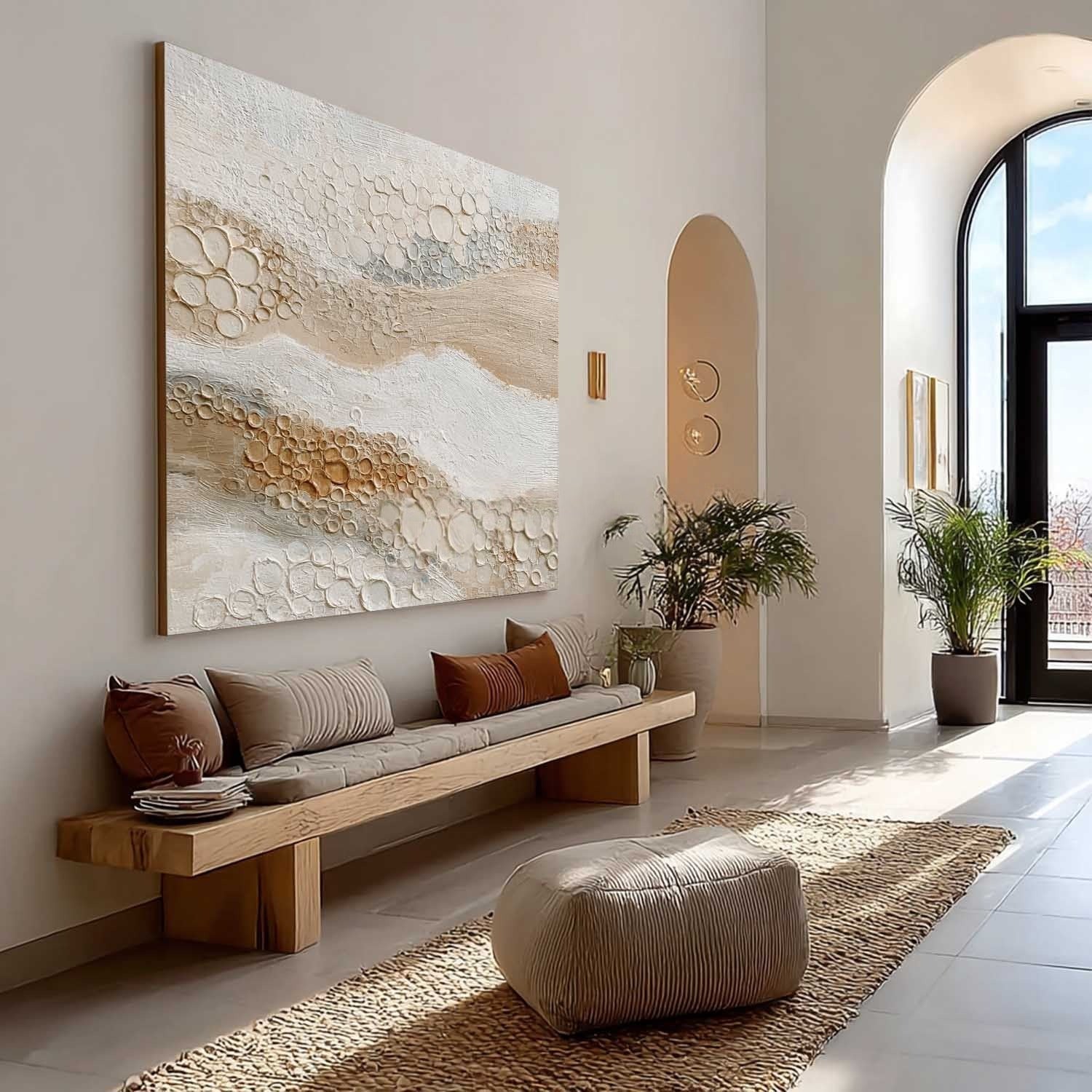 Wall Art Neutral Bubble Textured Wave - Neutralighting
