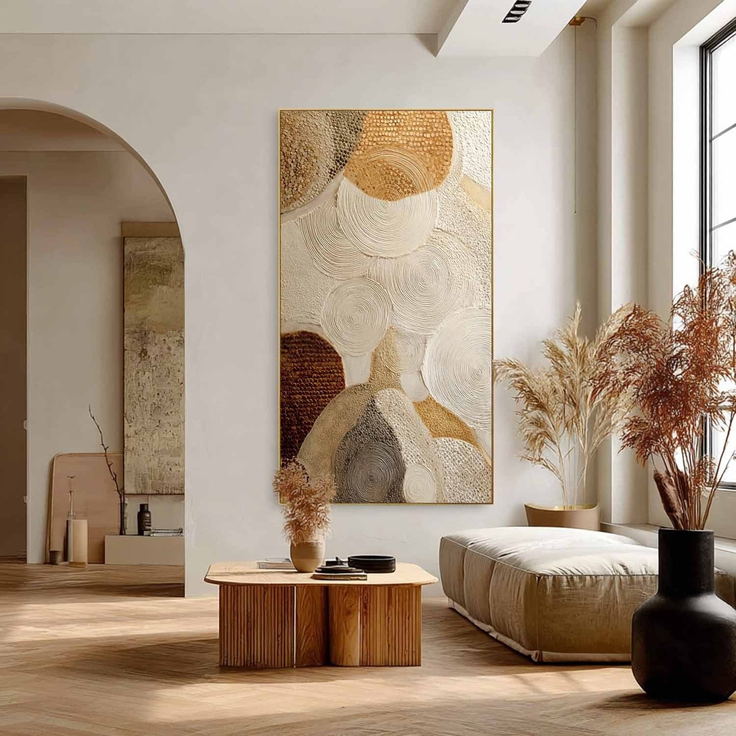 Wall Art Circular Texture Bohemian Painting Warm - Neutralighting
