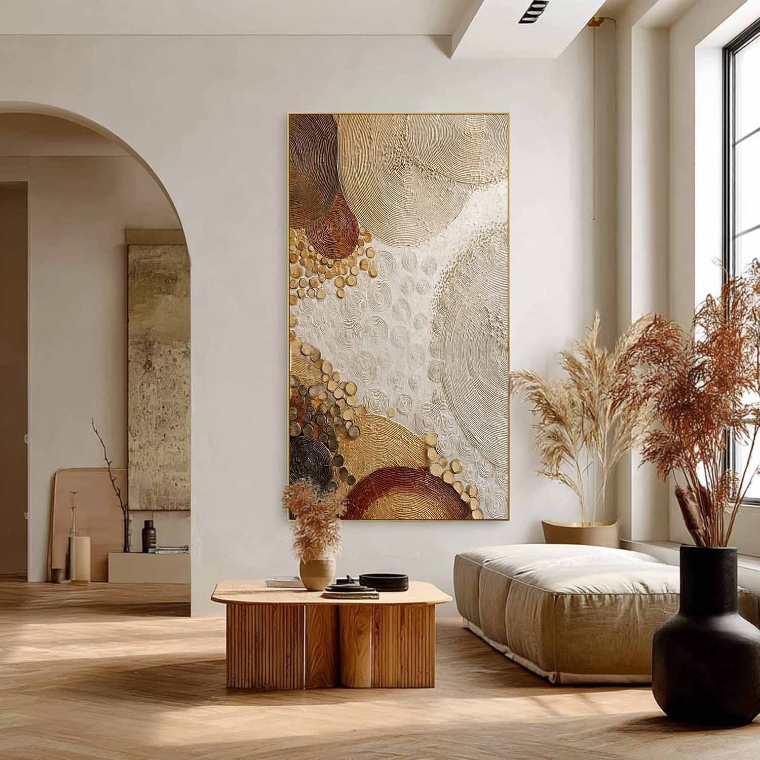 Wall Art Raised Dot Circle Texture Bohemian - Neutralighting