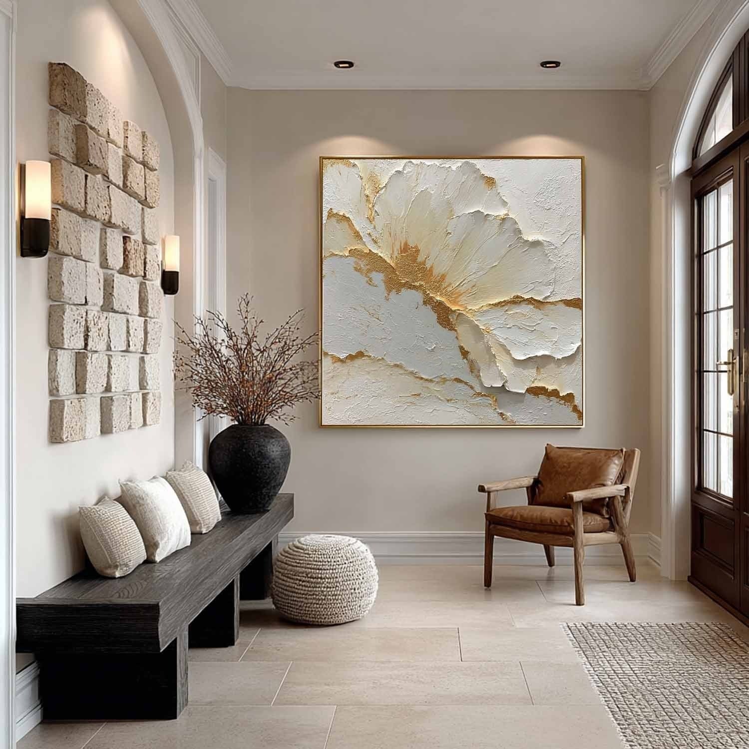 Wall Art Minimalist Textured Floral - Neutralighting
