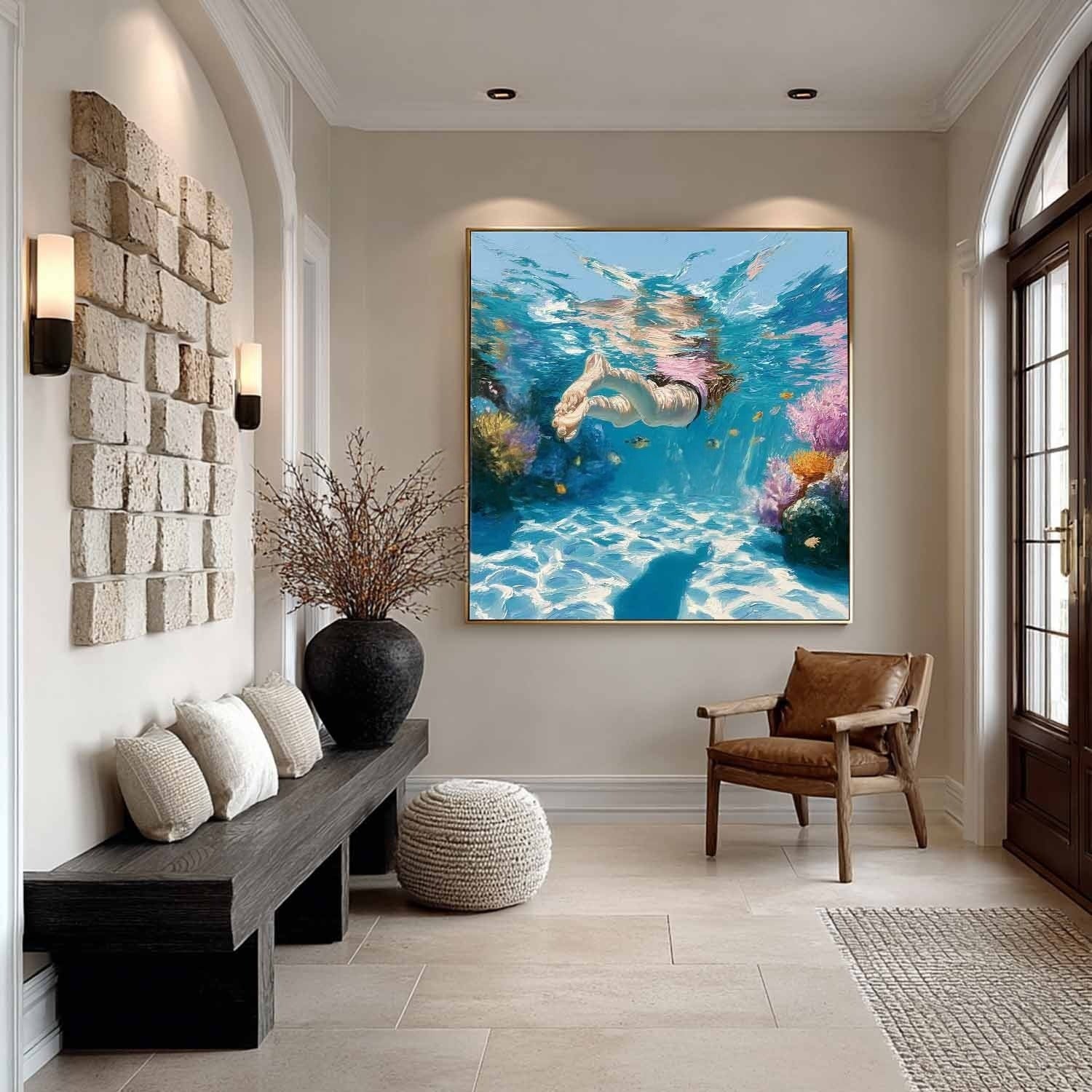 Wall Art Underwater Swimmer Coral Reef - Neutralighting