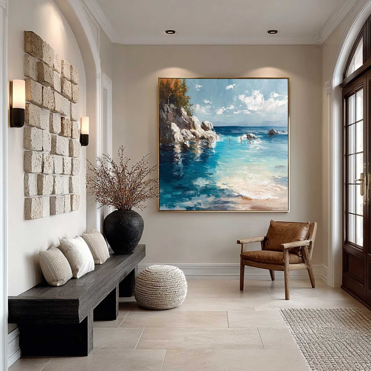 Cliffside Bay Impasto Painting - Neutralighting