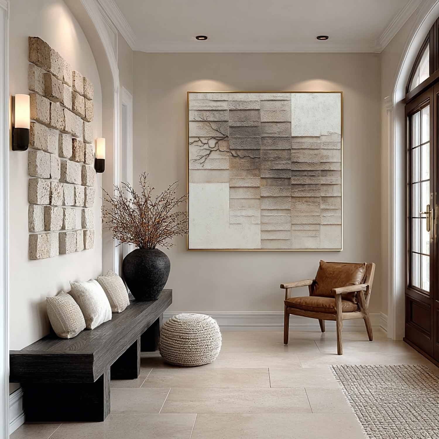 Wall Art Wabi-Sabi Textured Panel Tree Branch - Neutralighting